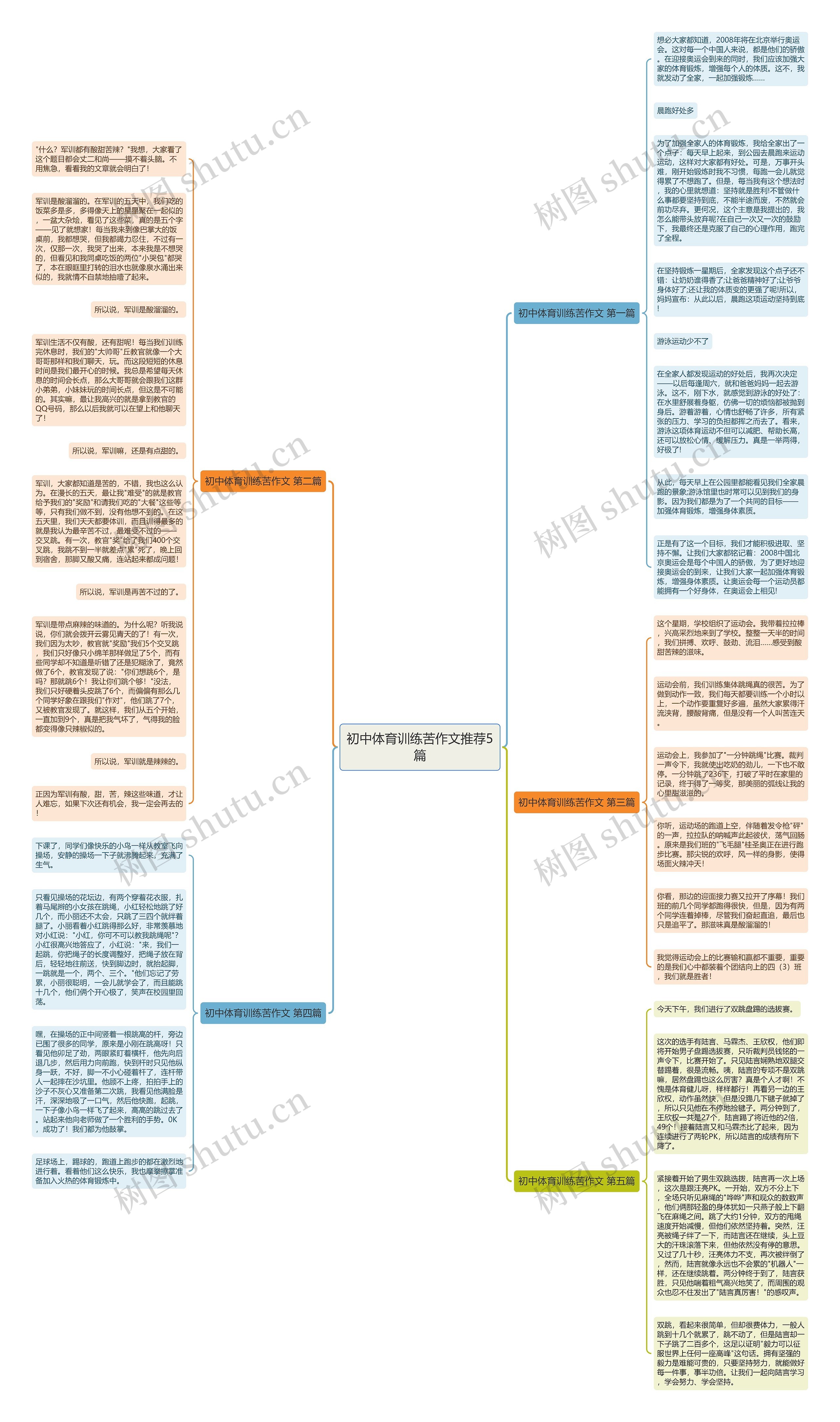 初中体育训练苦作文推荐5篇思维导图