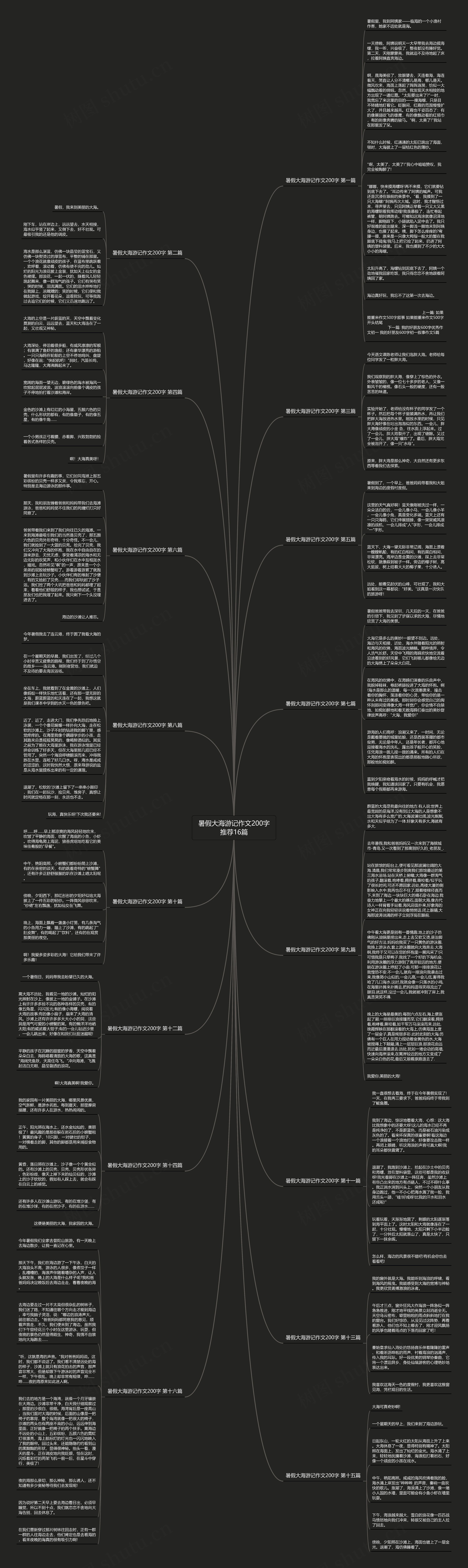 暑假大海游记作文200字推荐16篇思维导图