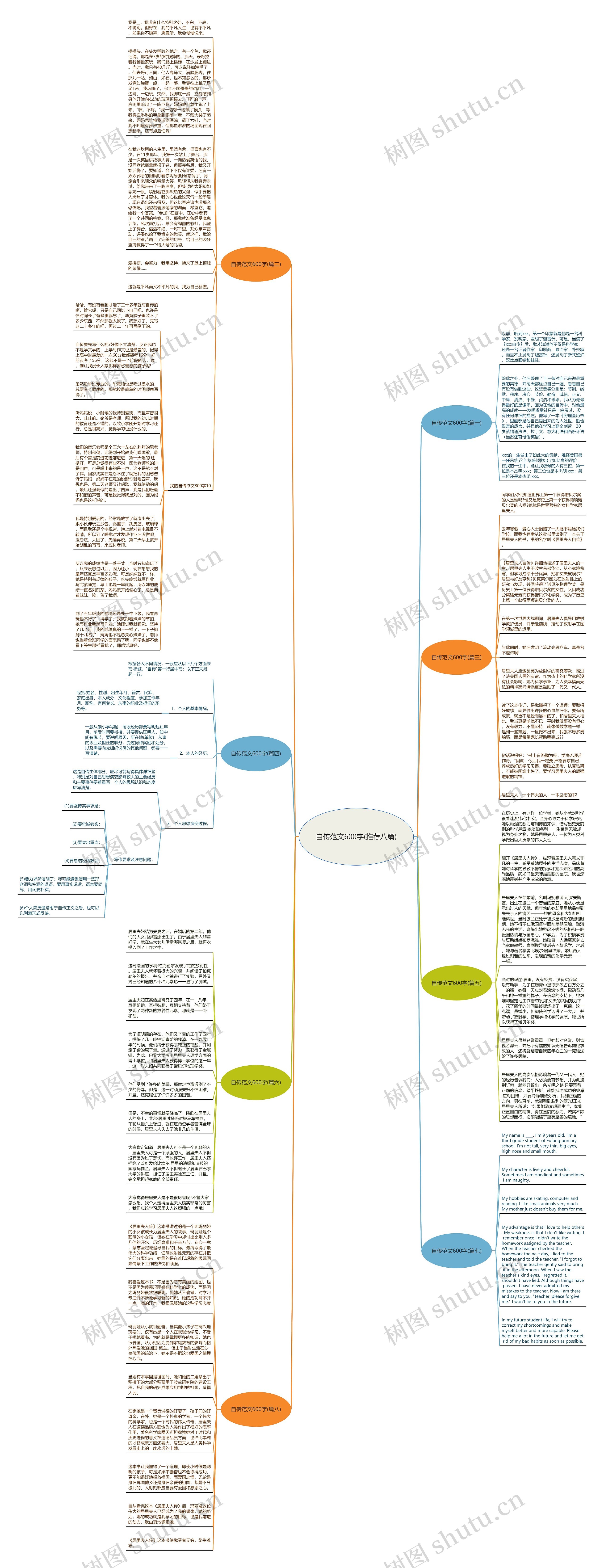 自传范文600字(推荐八篇)思维导图