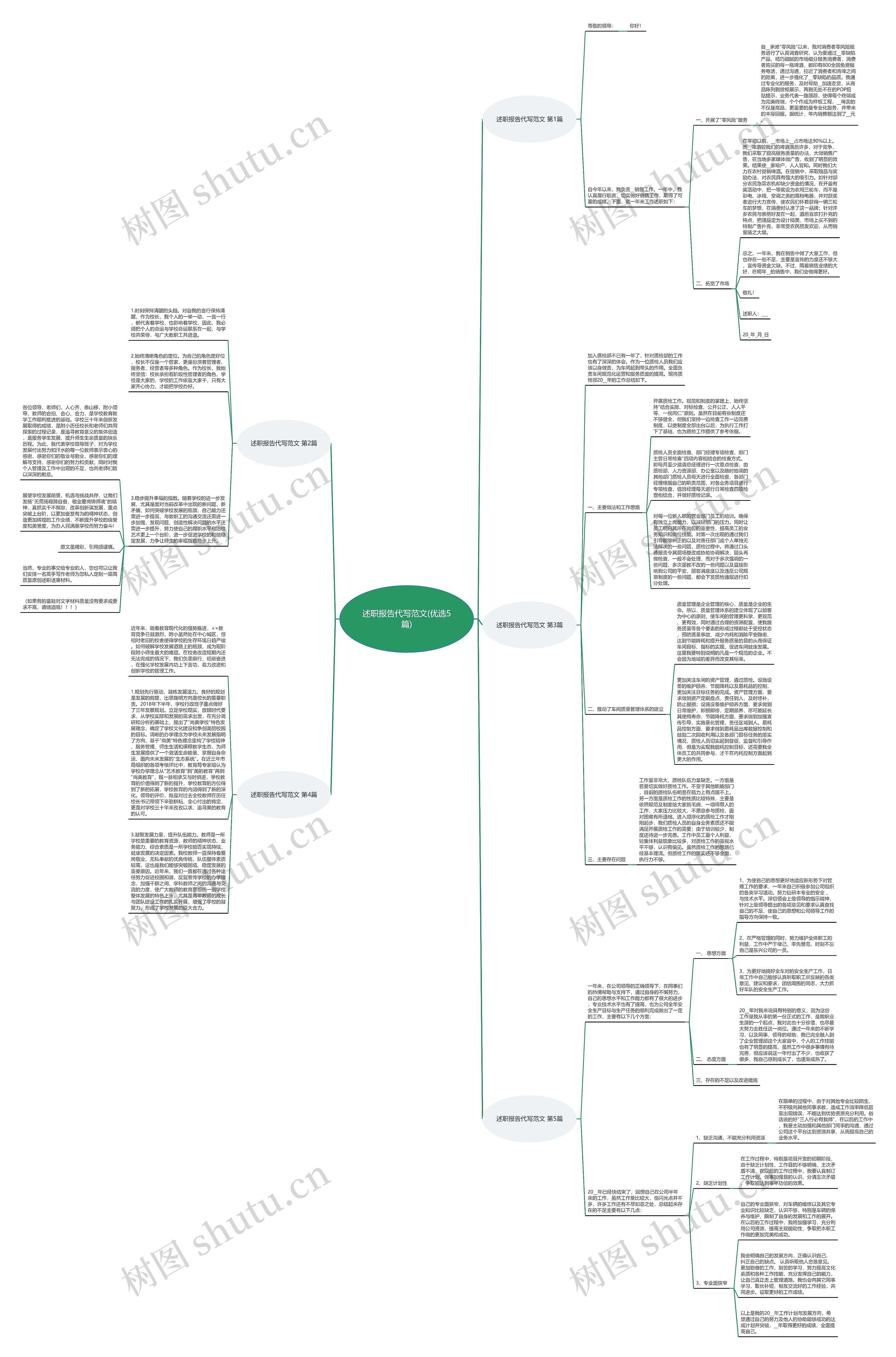 述职报告代写范文(优选5篇)思维导图
