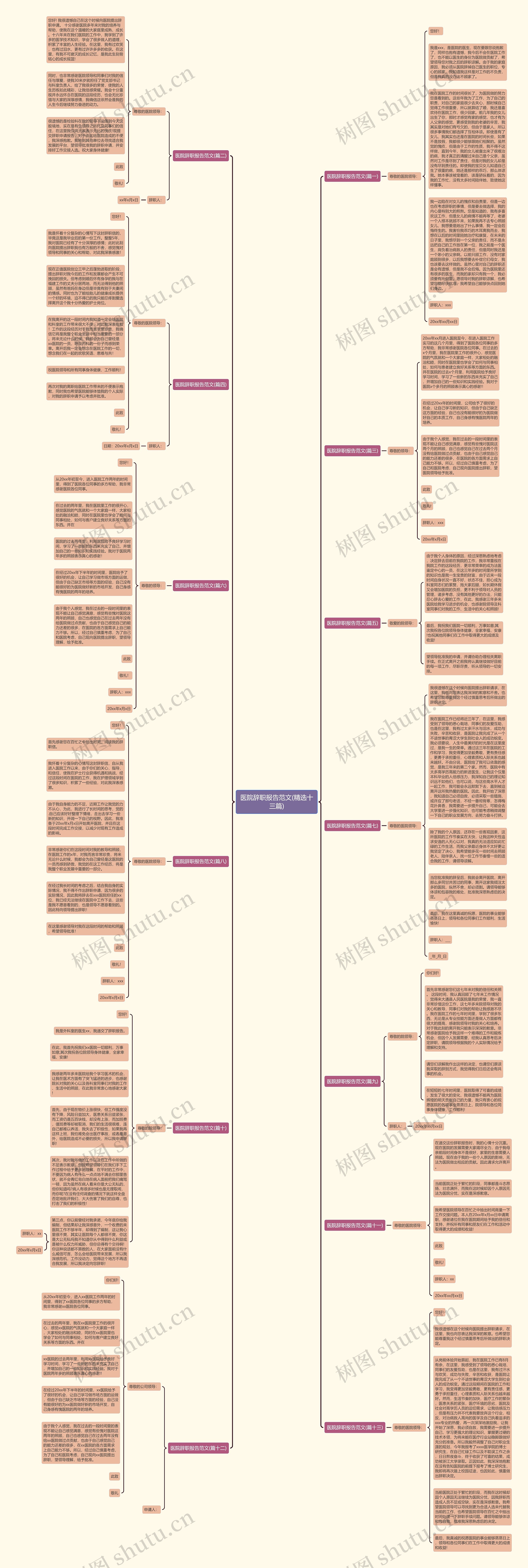 医院辞职报告范文(精选十三篇)思维导图