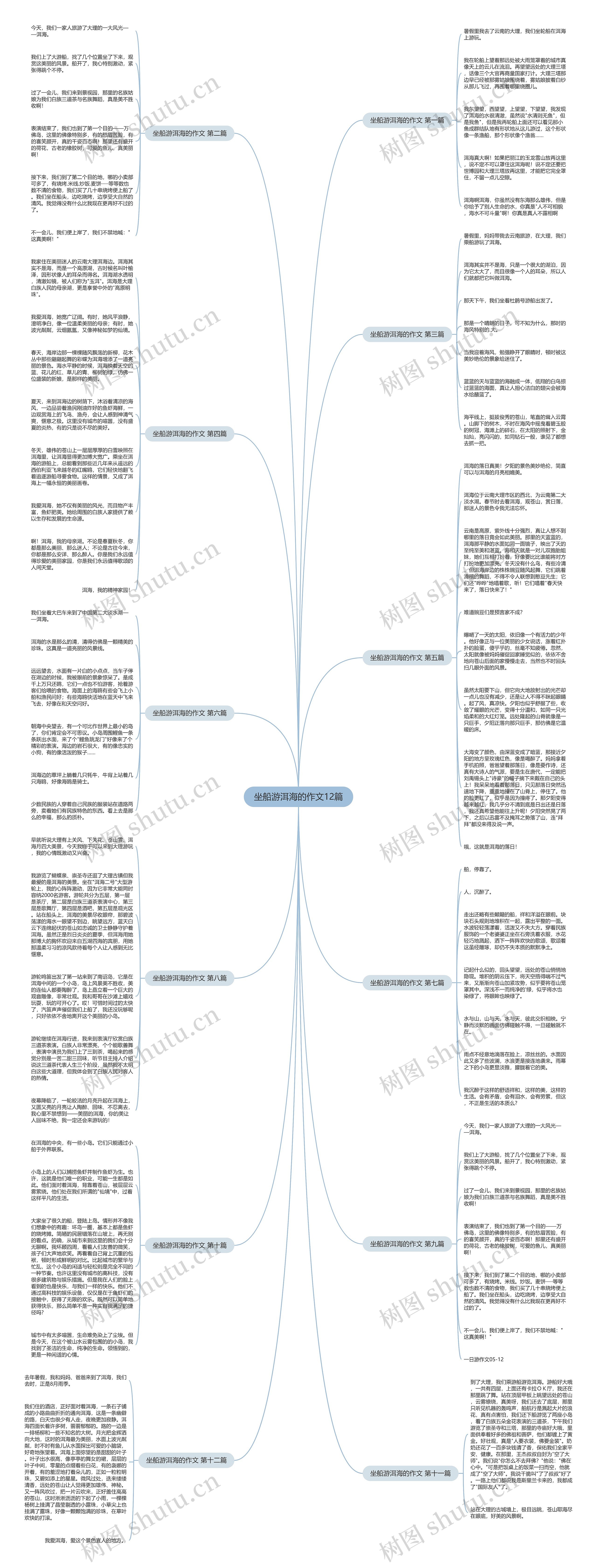 坐船游洱海的作文12篇思维导图