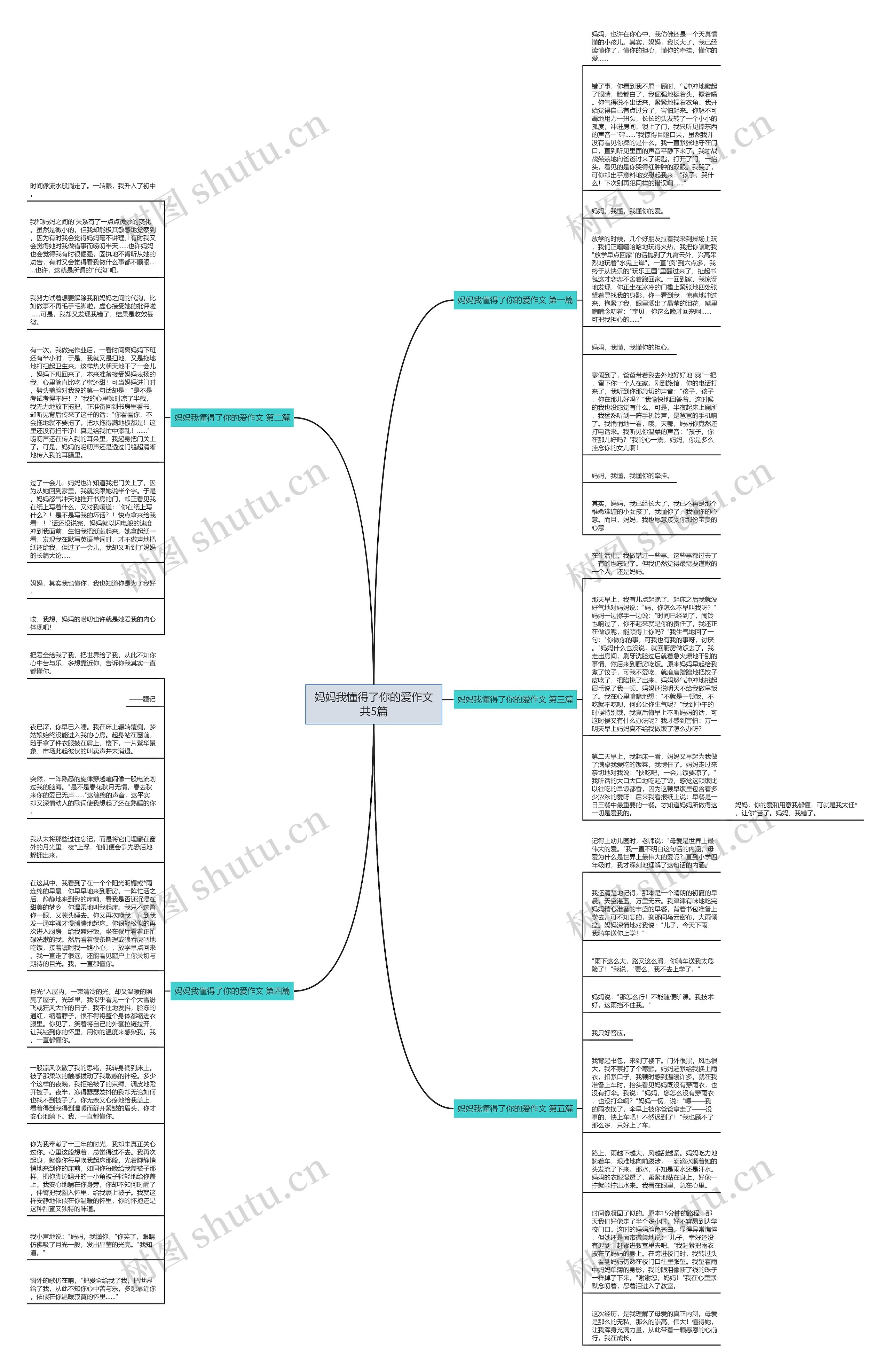 妈妈我懂得了你的爱作文共5篇思维导图