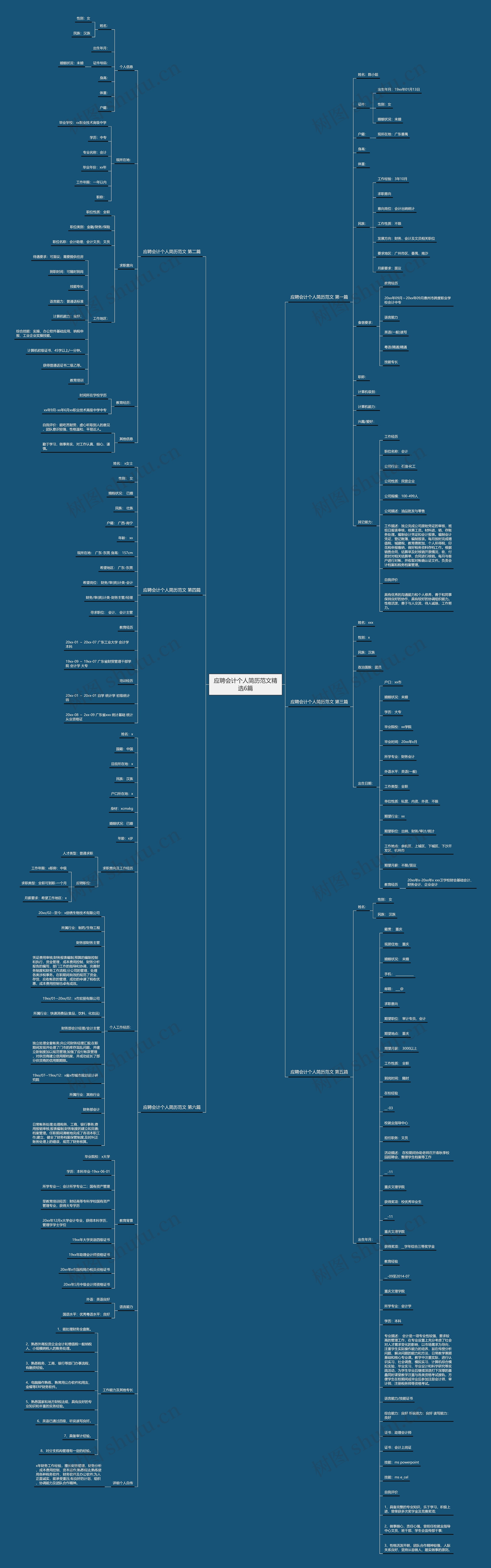 应聘会计个人简历范文精选6篇思维导图