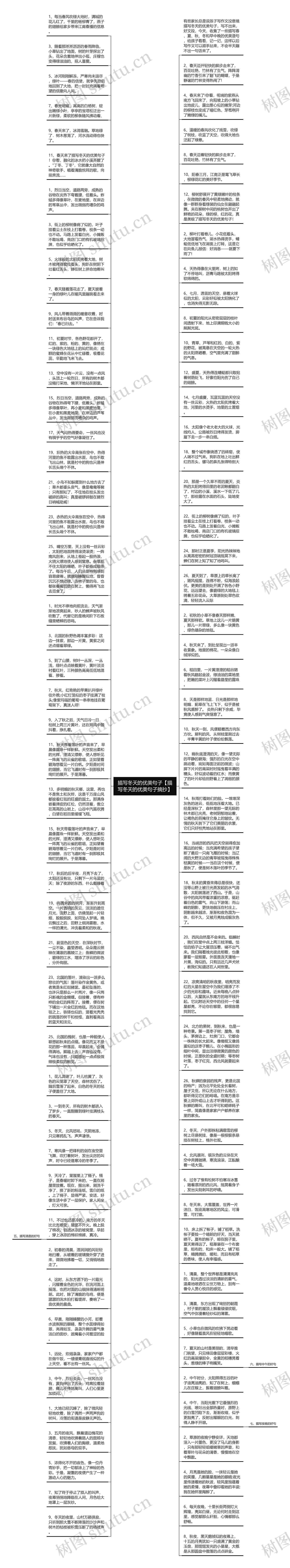 描写冬天的优美句子【描写冬天的优美句子摘抄】思维导图