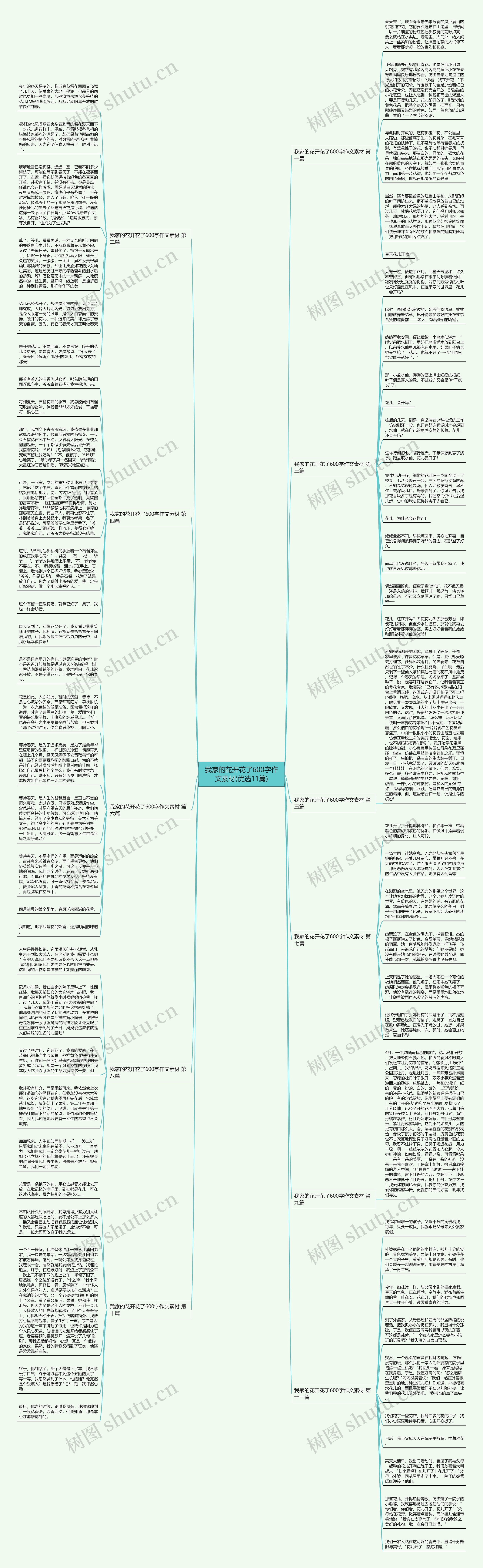 我家的花开花了600字作文素材(优选11篇)思维导图高清图 我家的花开花了600字作文素材(优选11篇)思维导图