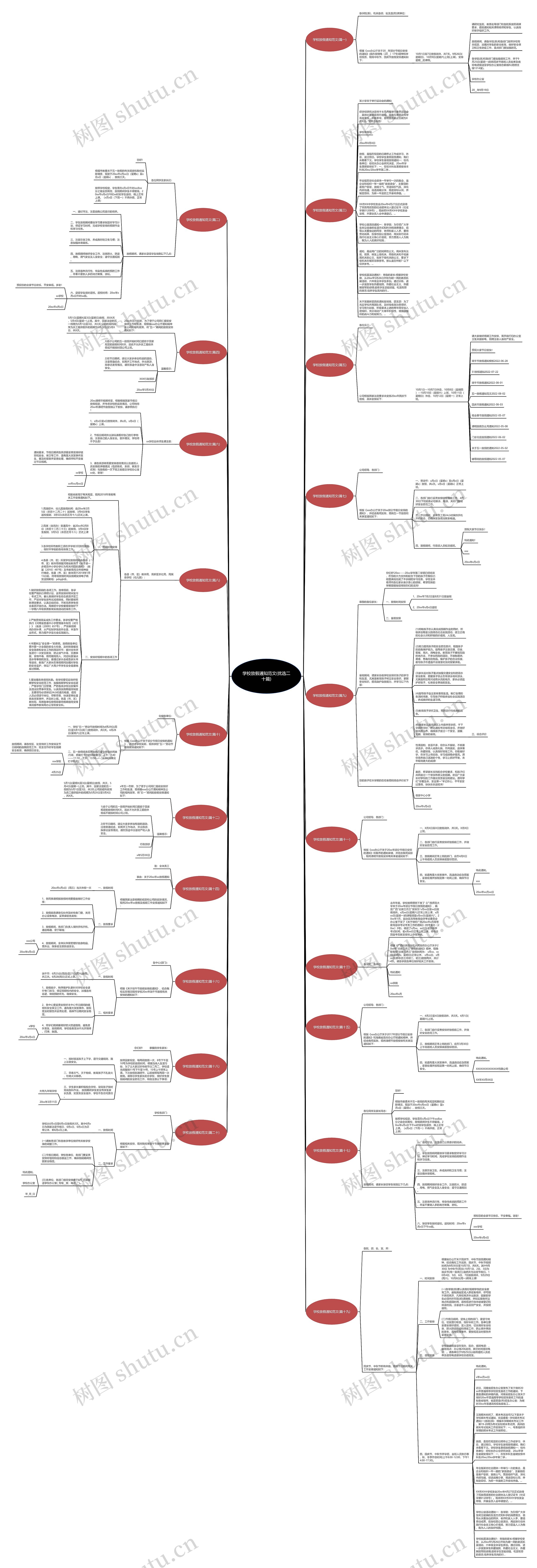 学校放假通知范文(优选二十篇)思维导图