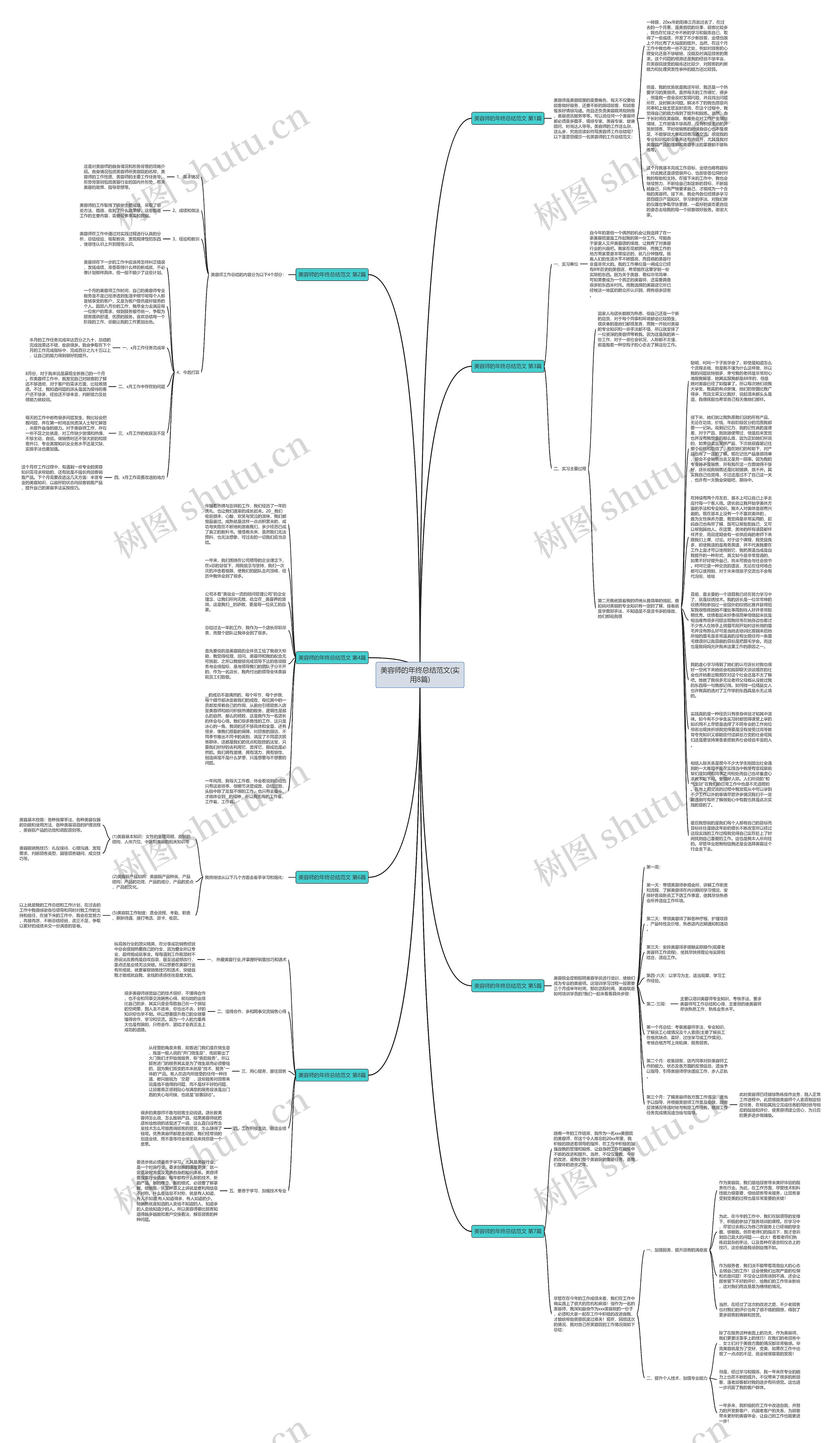 美容师的年终总结范文(实用8篇)思维导图