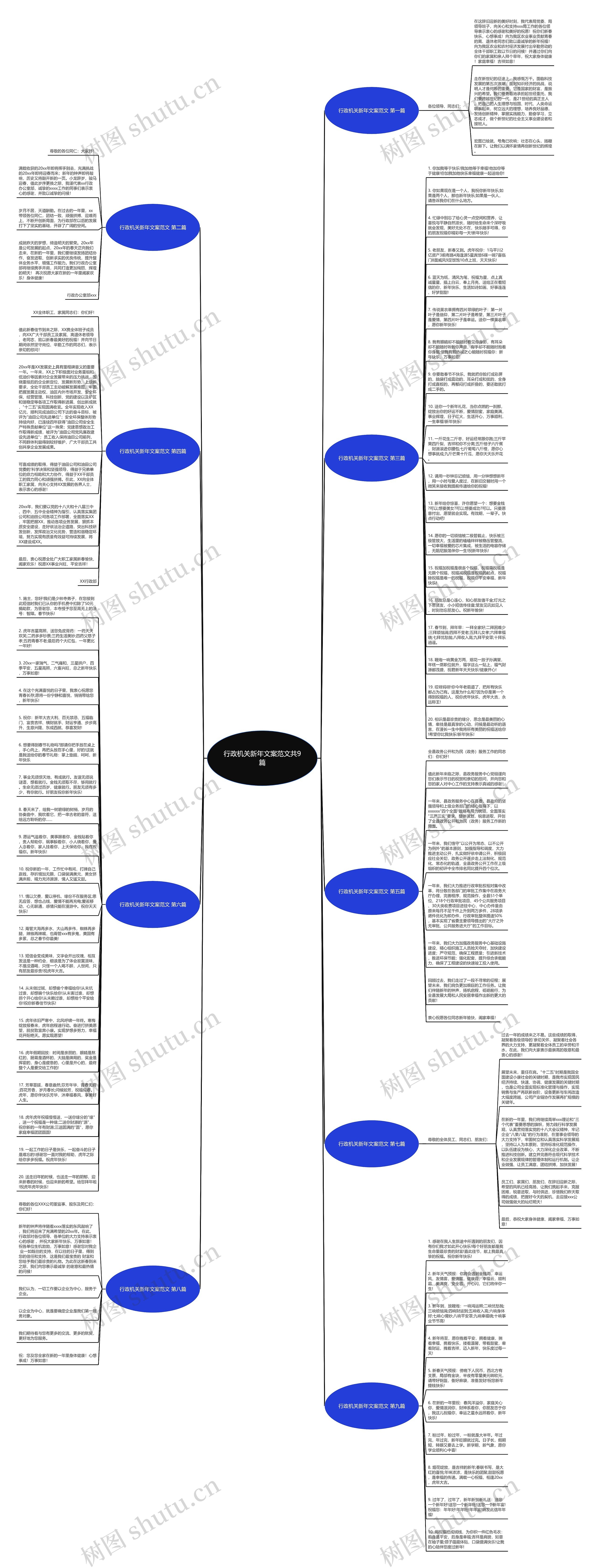 行政机关新年文案范文共9篇思维导图