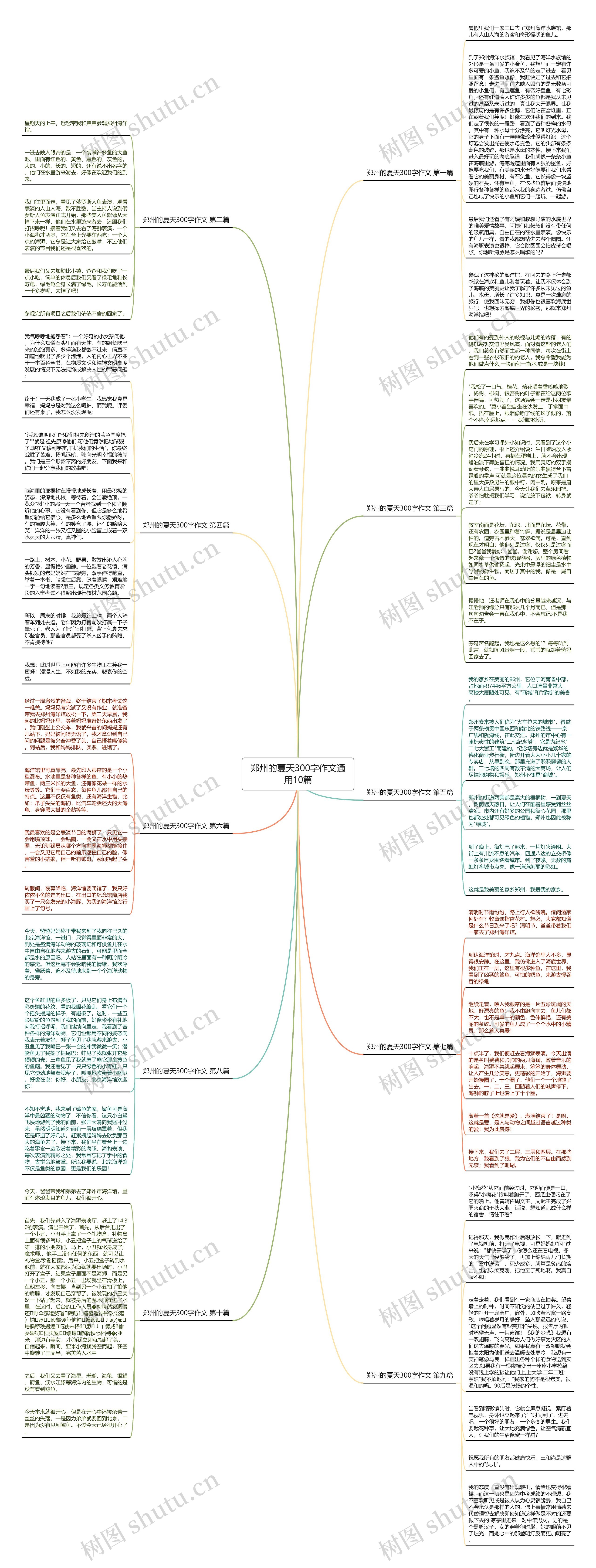 郑州的夏天300字作文通用10篇思维导图