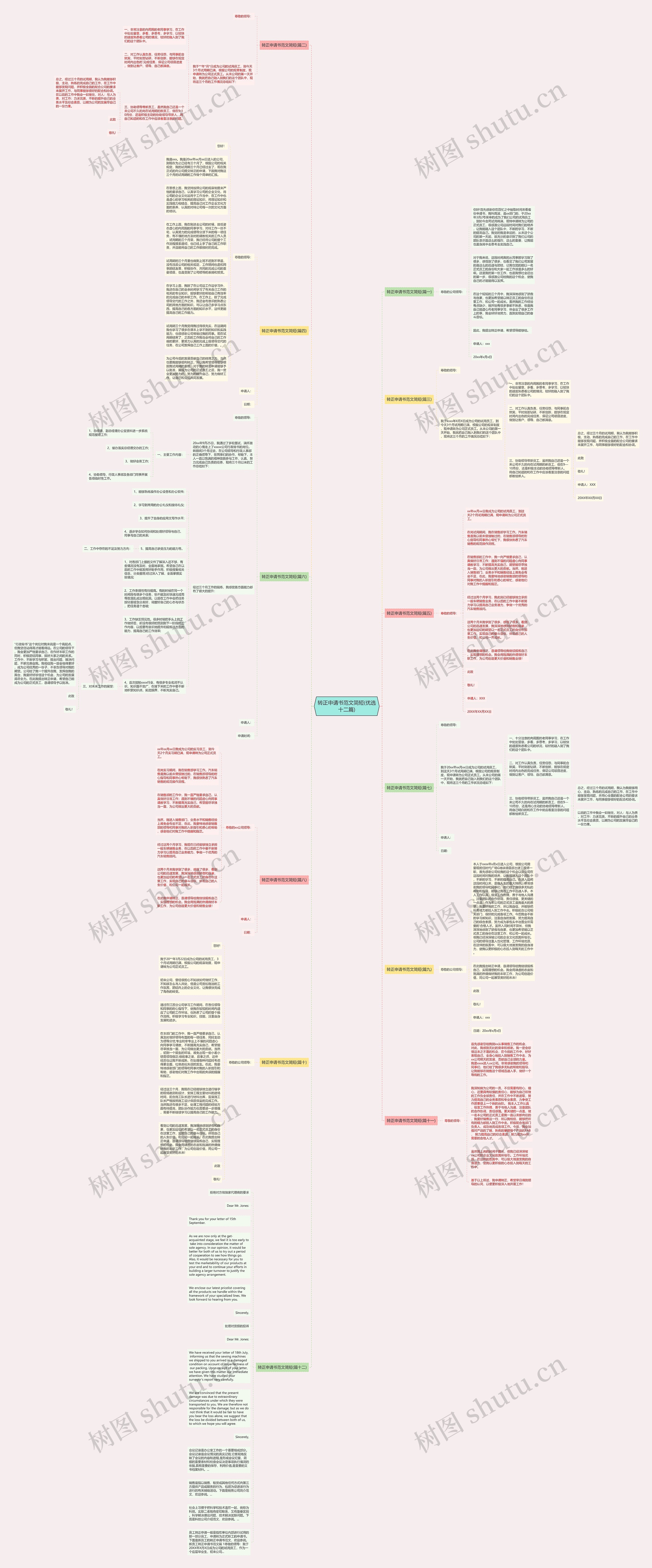 转正申请书范文简短(优选十二篇)思维导图