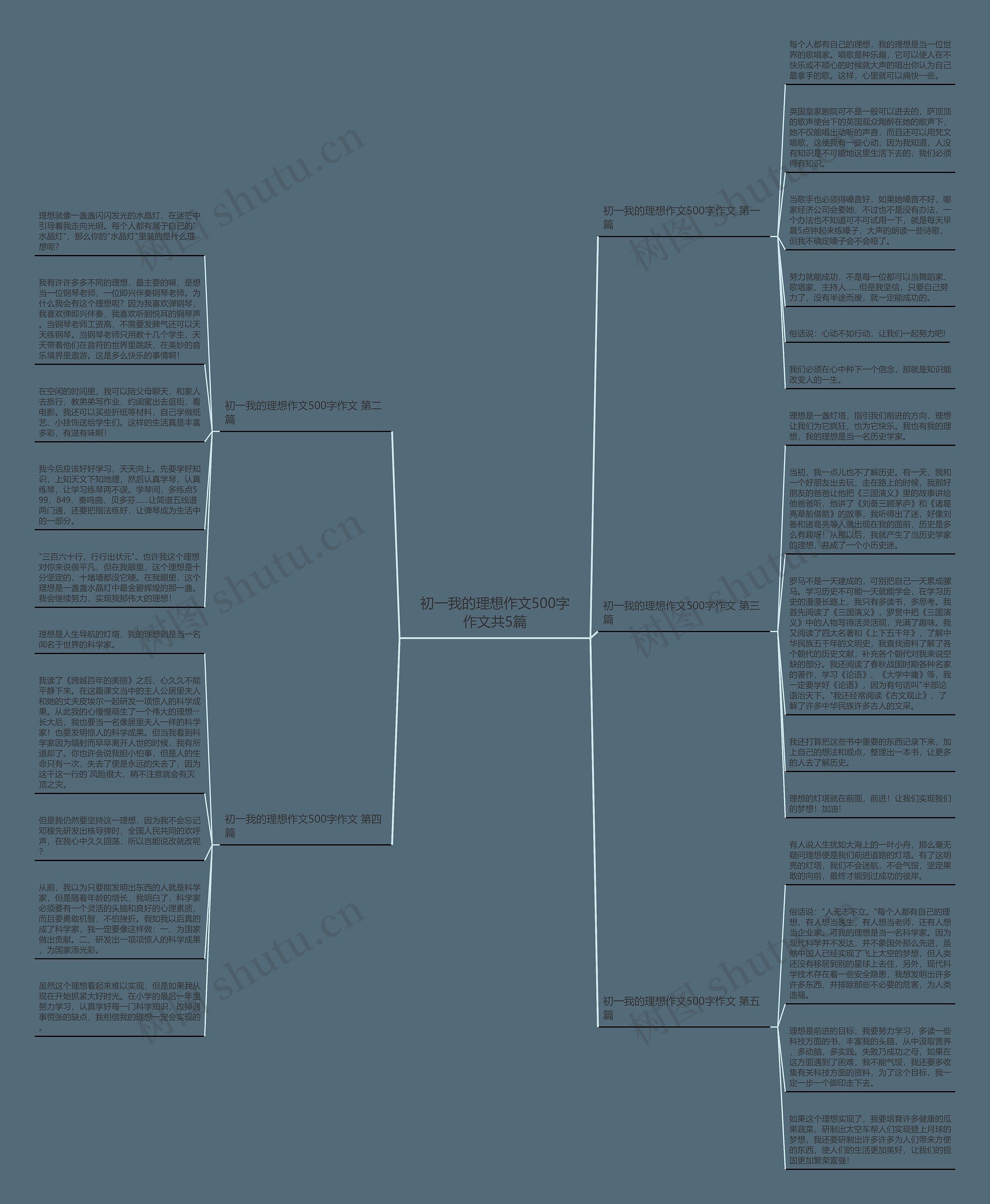 初一我的理想作文500字作文共5篇思维导图