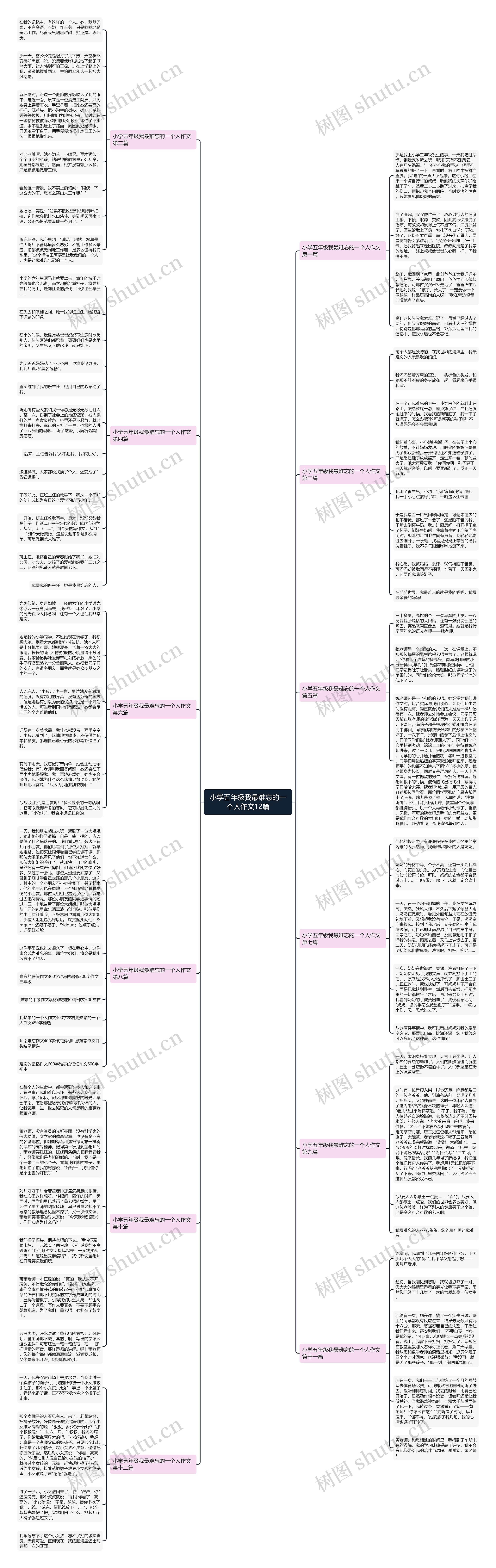小学五年级我最难忘的一个人作文12篇思维导图