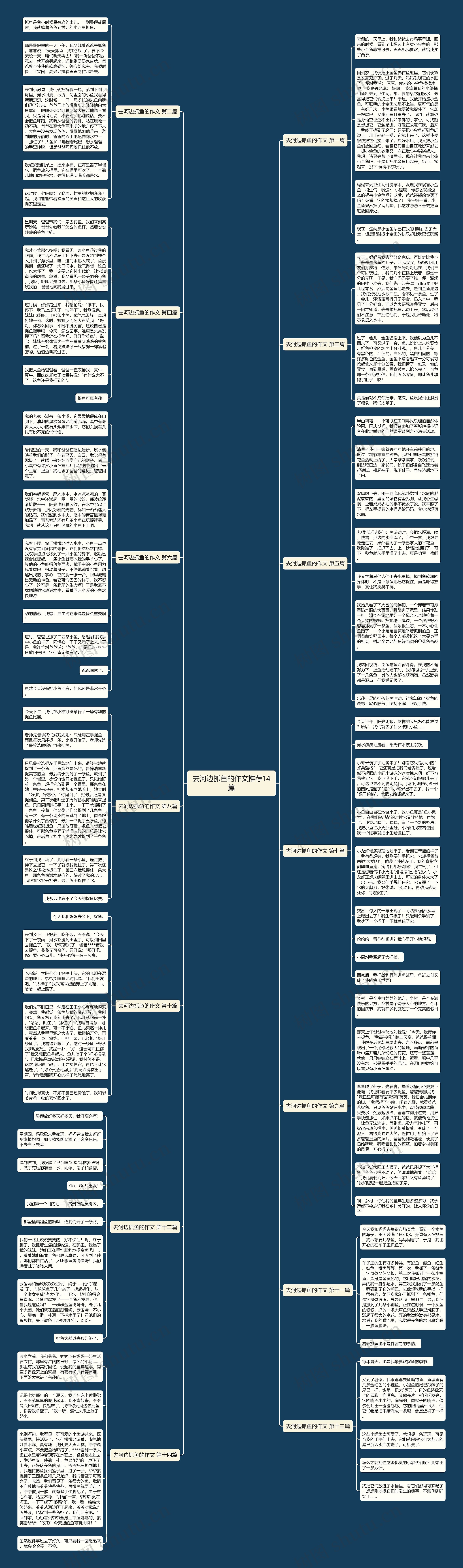 去河边抓鱼的作文推荐14篇思维导图
