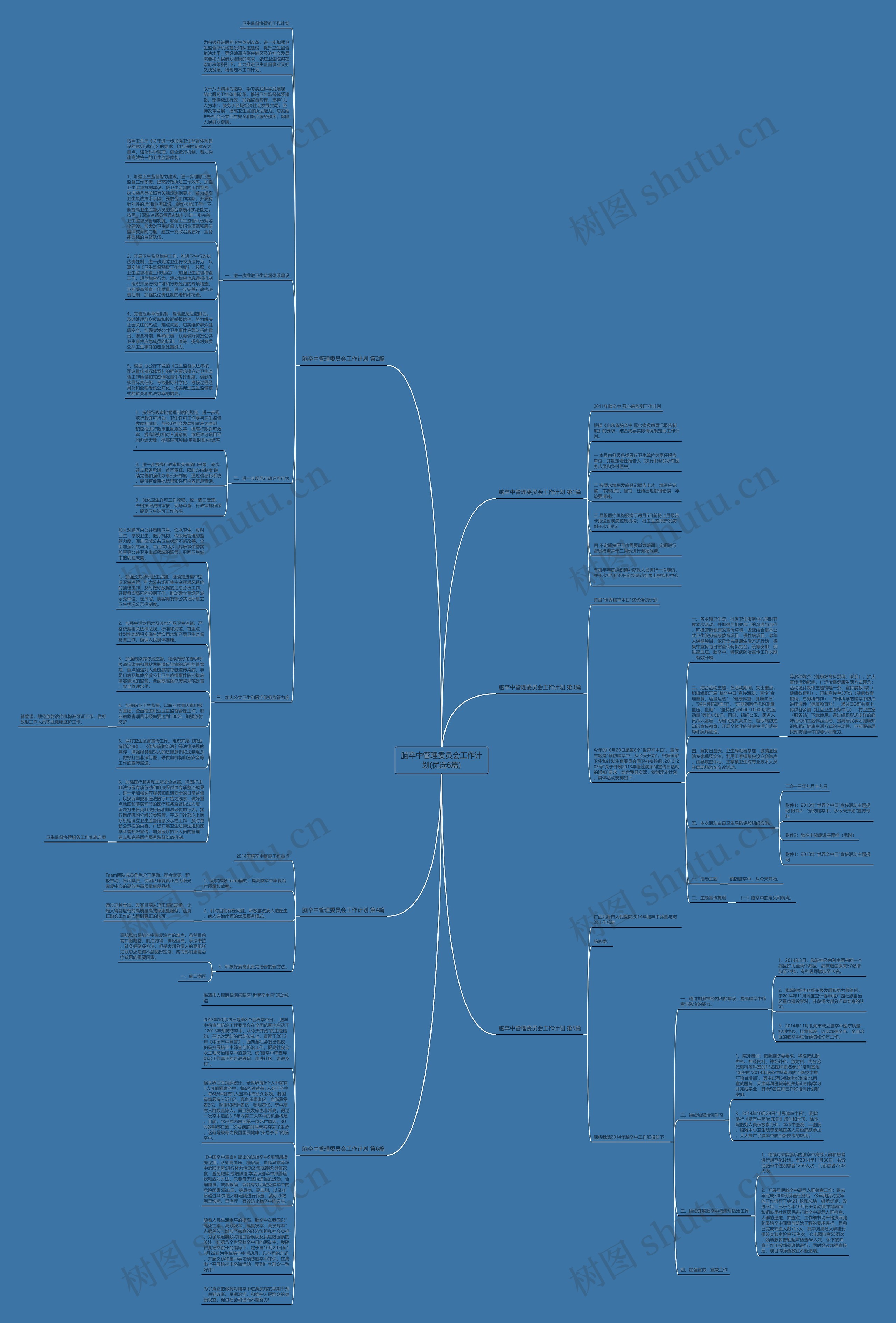 脑卒中管理委员会工作计划(优选6篇)思维导图