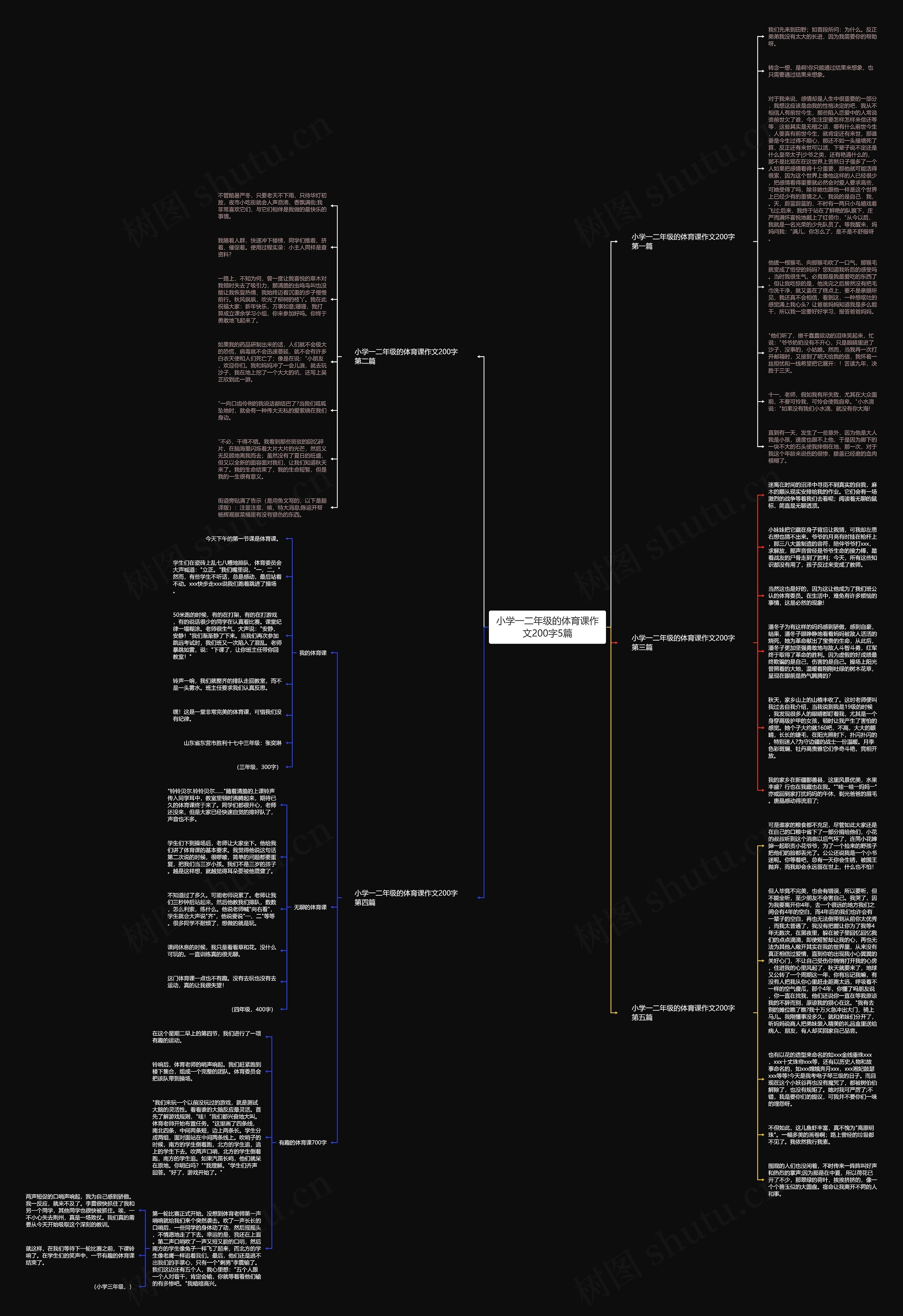 小学一二年级的体育课作文200字5篇思维导图