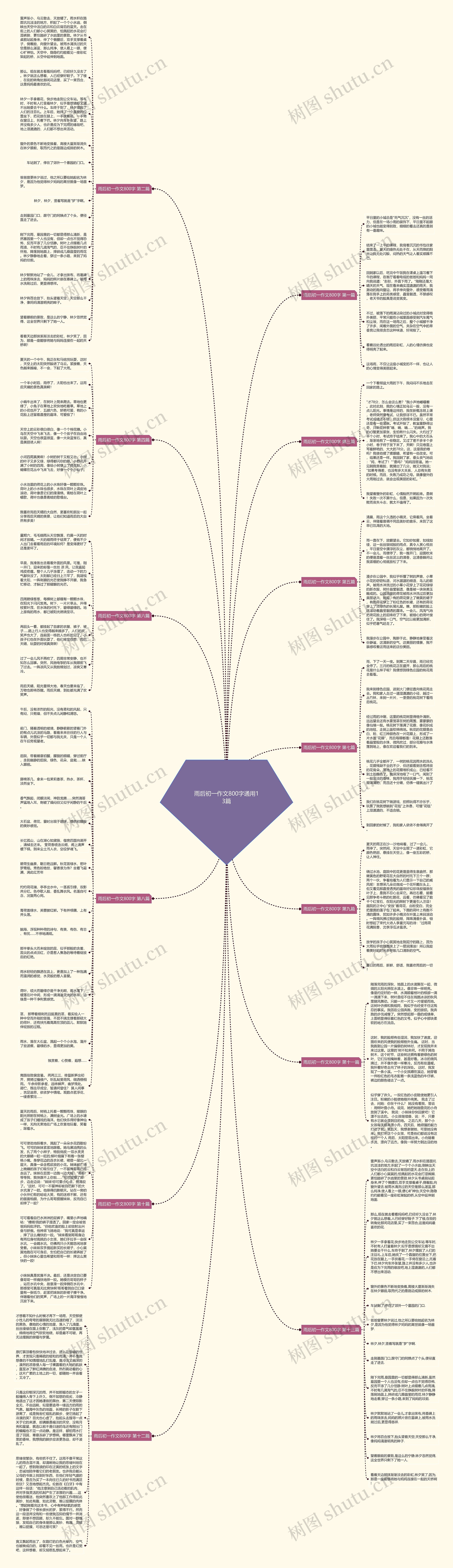 雨后初一作文800字通用13篇思维导图