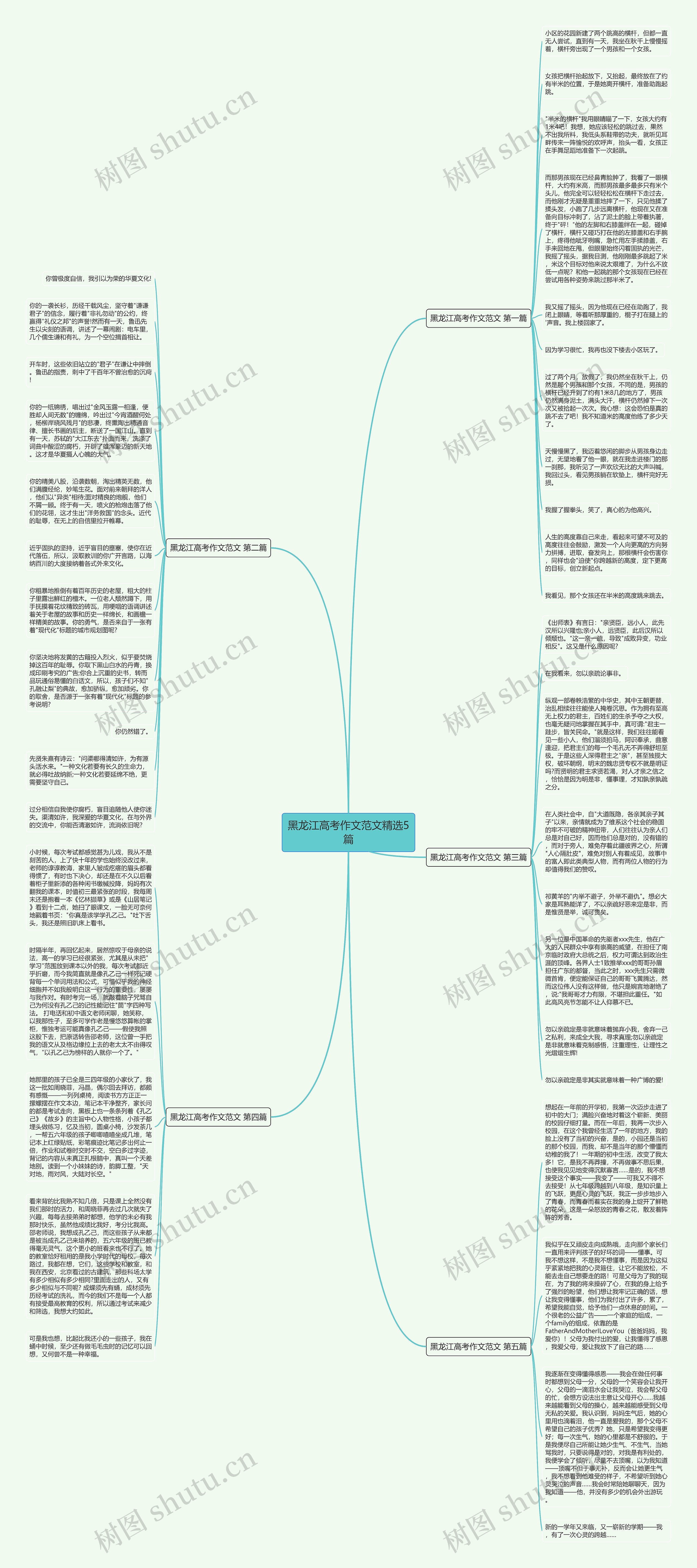 黑龙江高考作文范文精选5篇思维导图