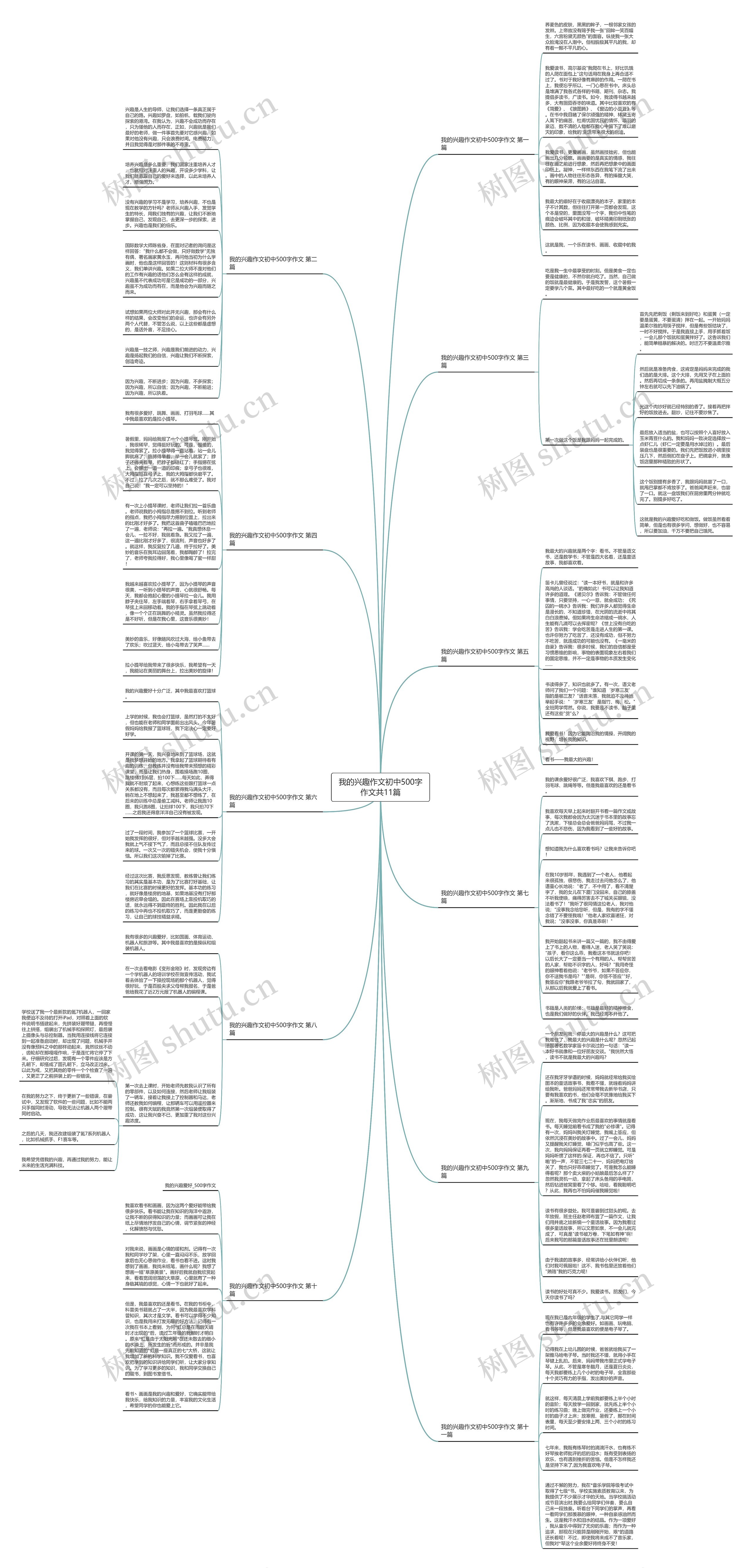 我的兴趣作文初中500字作文共11篇思维导图