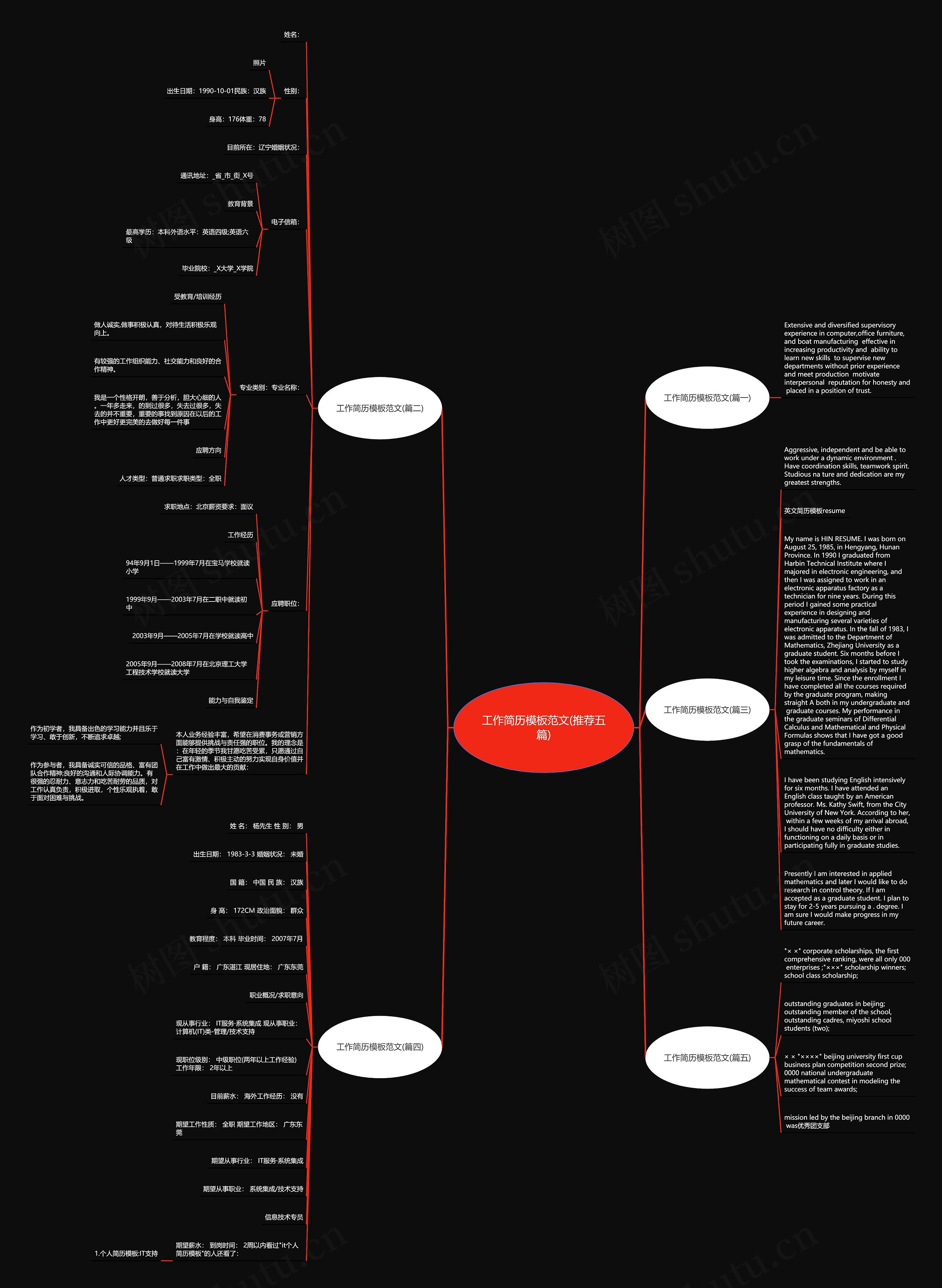 工作简历模板范文(推荐五篇)