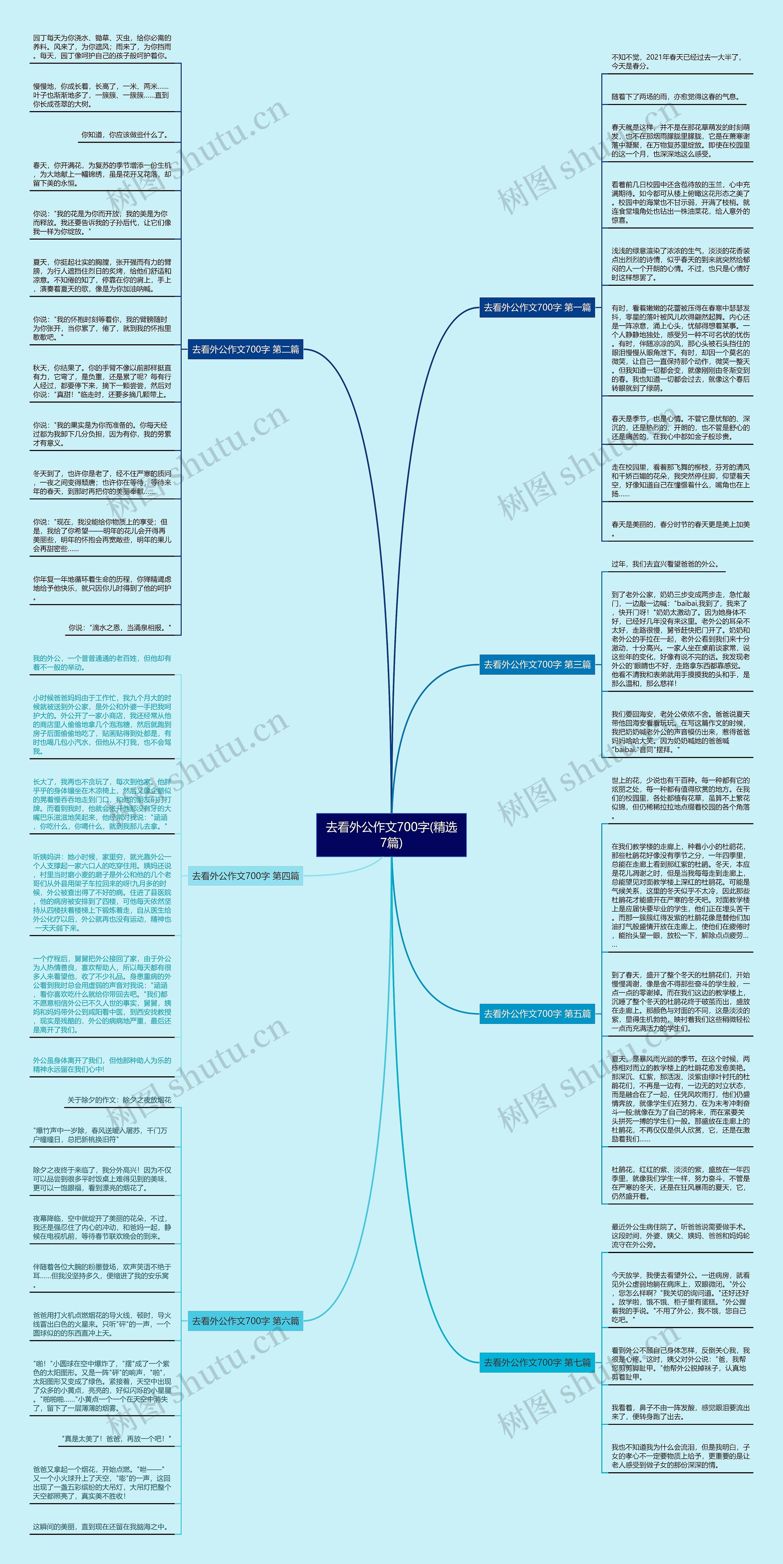 去看外公作文700字(精选7篇)思维导图