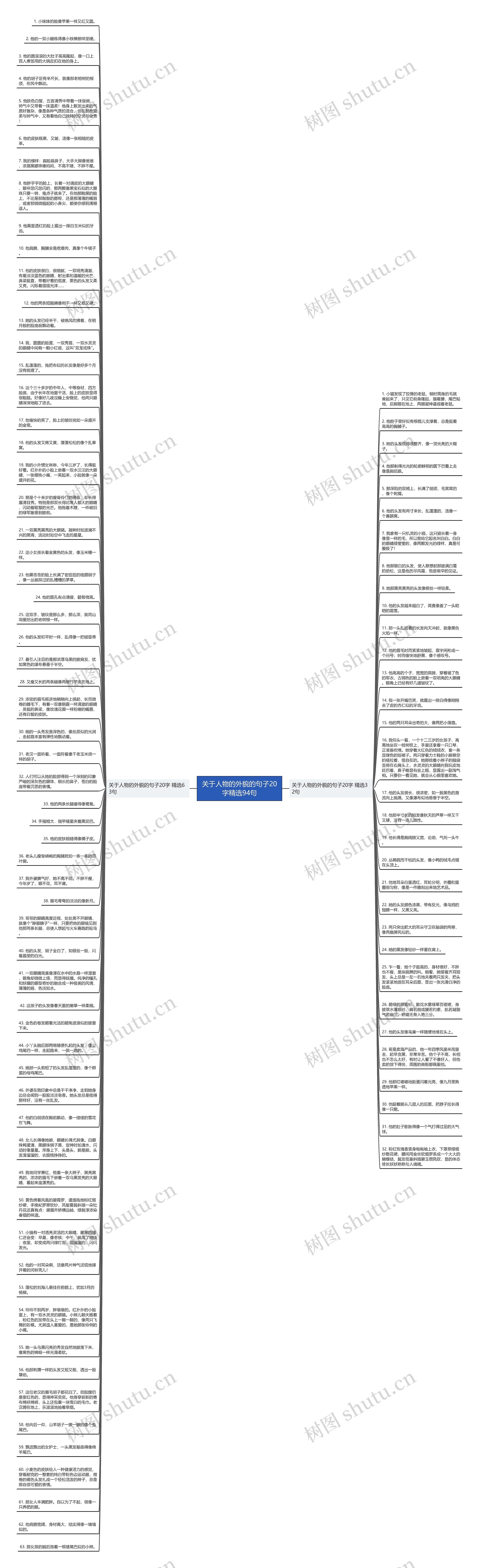 关于人物的外貌的句子20字精选94句思维导图