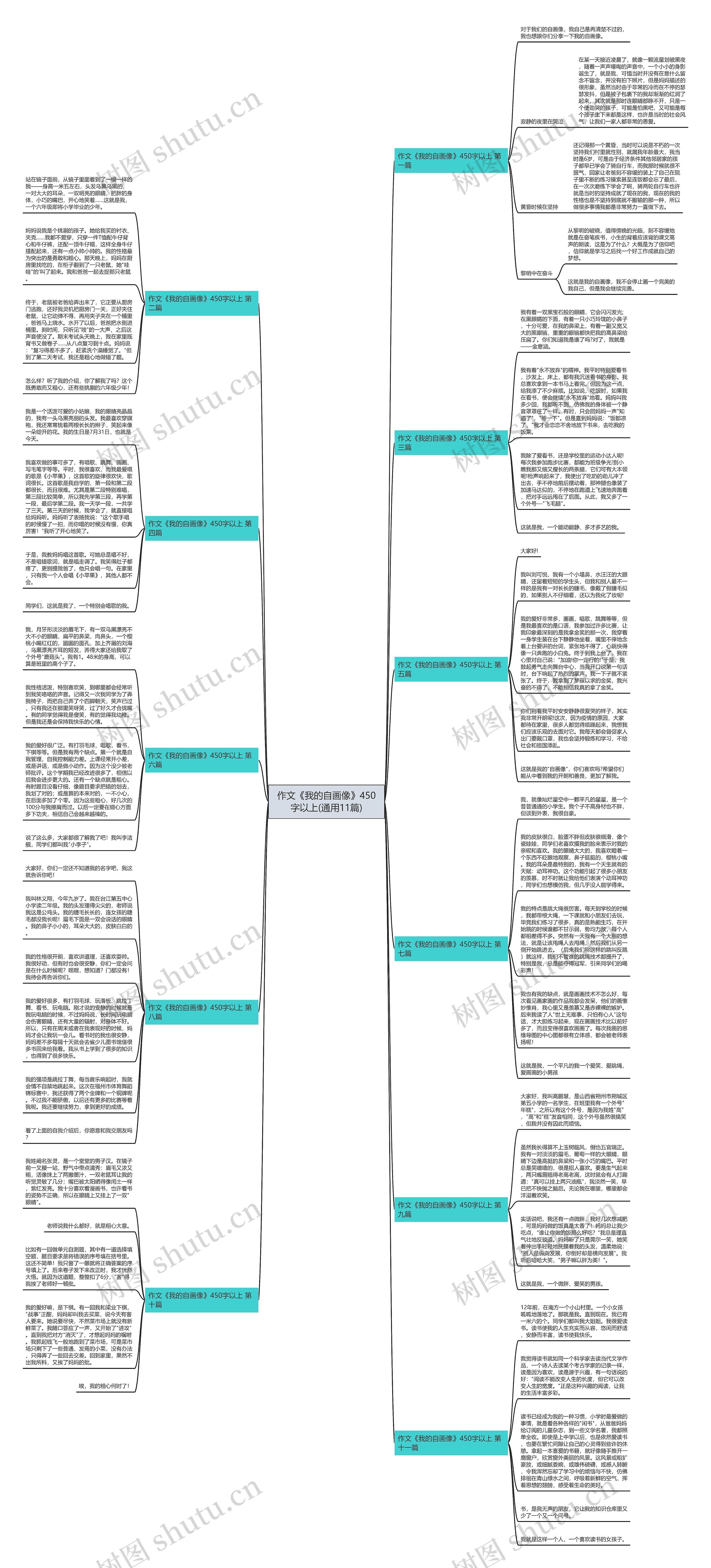 作文《我的自画像》450字以上(通用11篇)思维导图