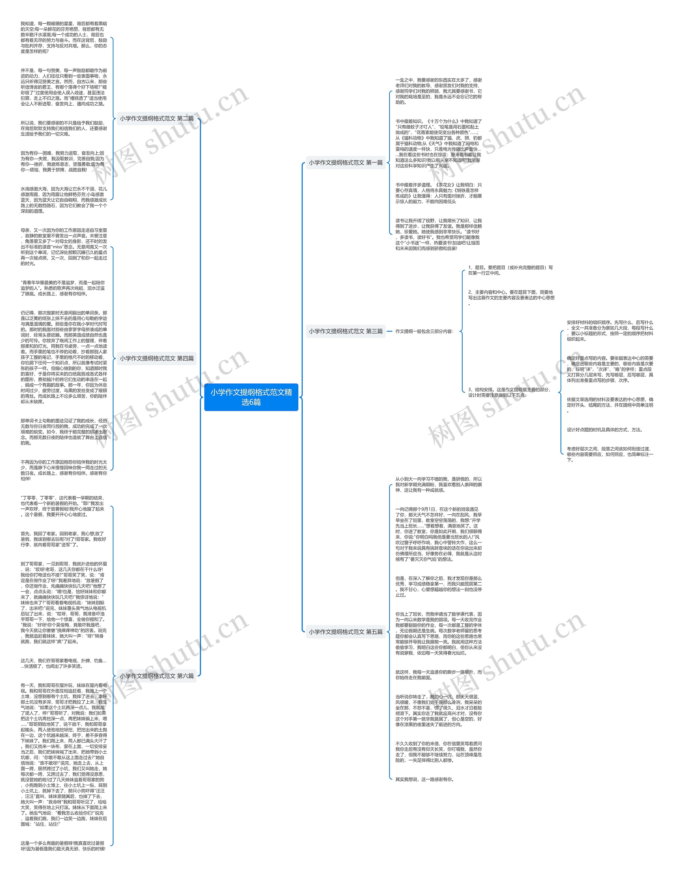 小学作文提纲格式范文精选6篇思维导图