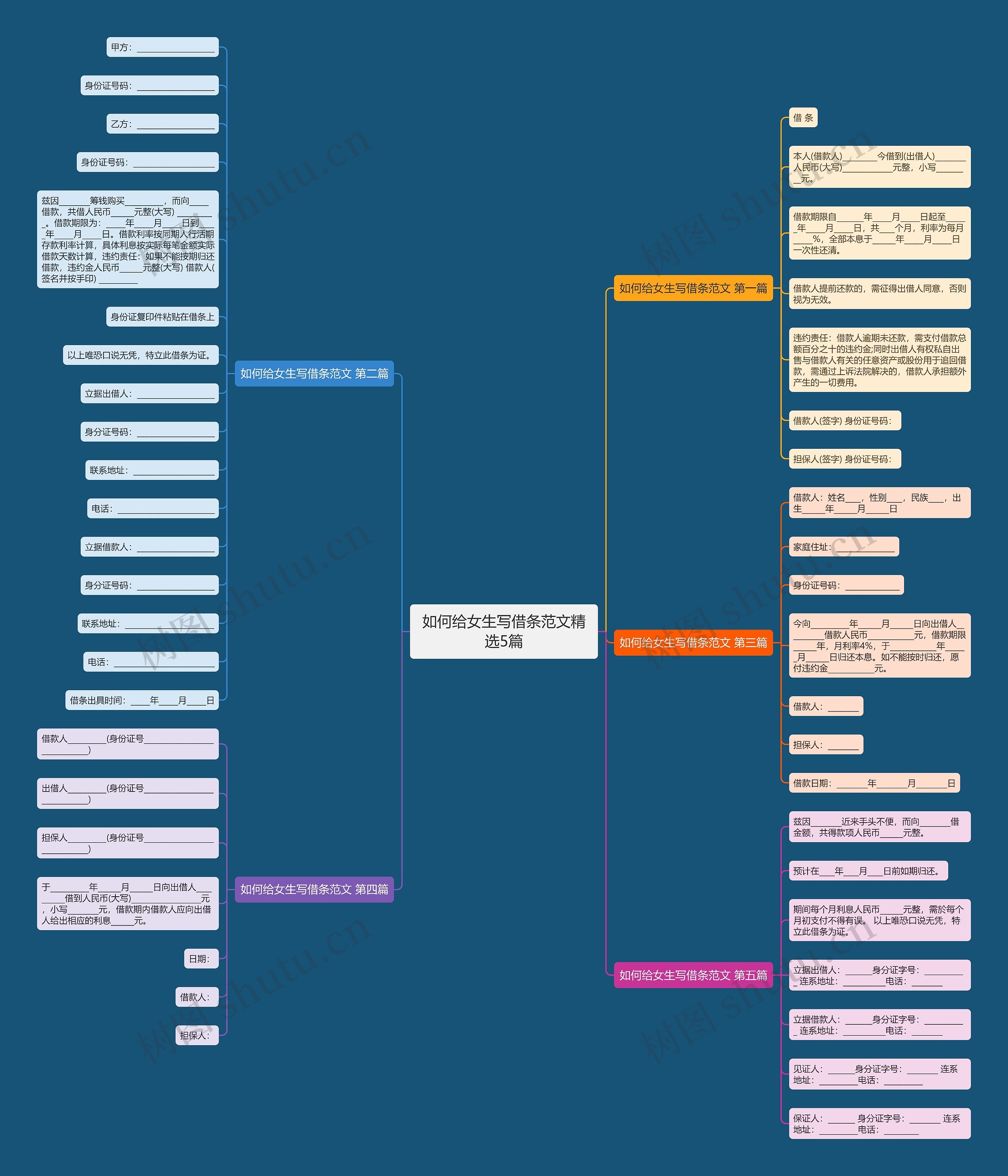 如何给女生写借条范文精选5篇思维导图
