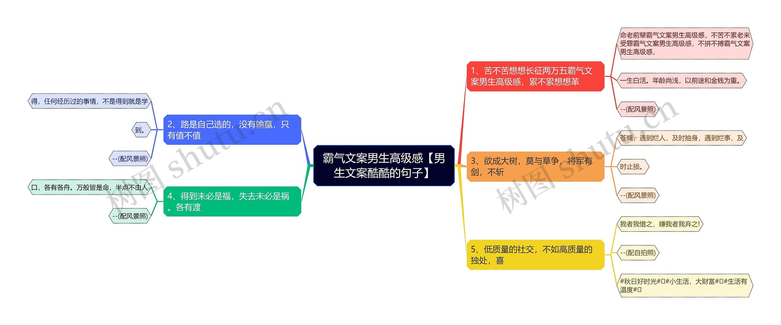 霸气文案男生高级感【男生文案酷酷的句子】思维导图