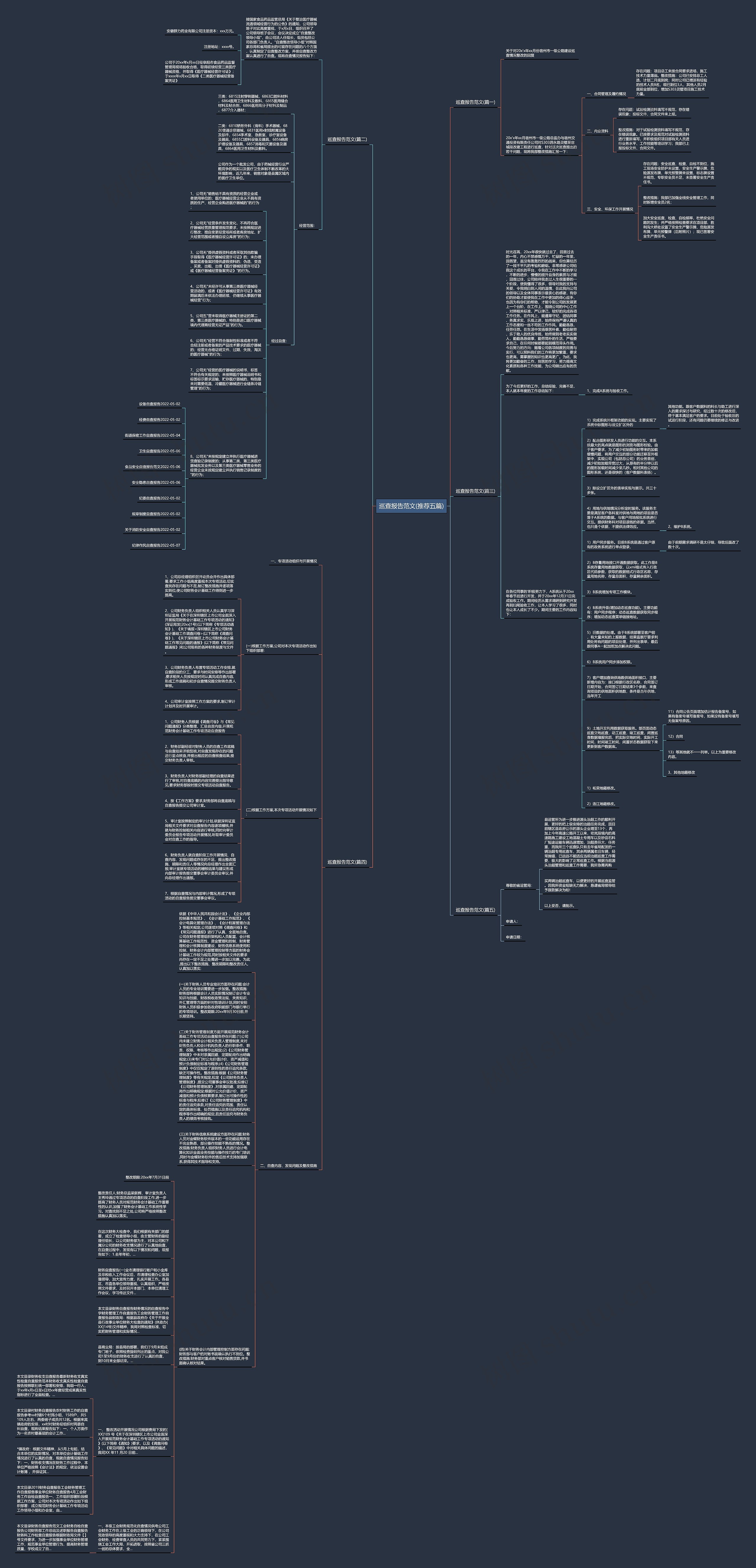 巡查报告范文(推荐五篇)思维导图