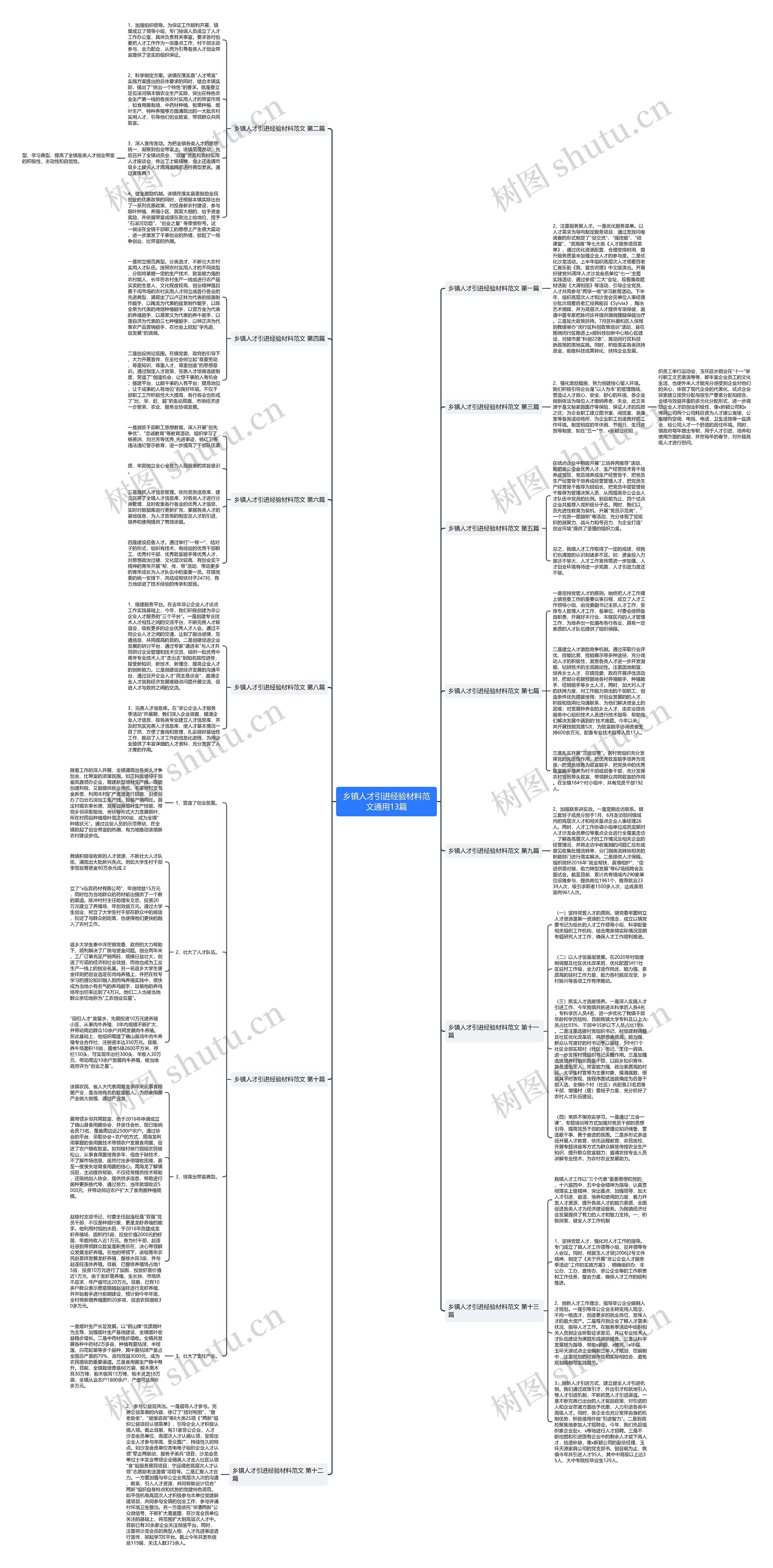 乡镇人才引进经验材料范文通用13篇思维导图