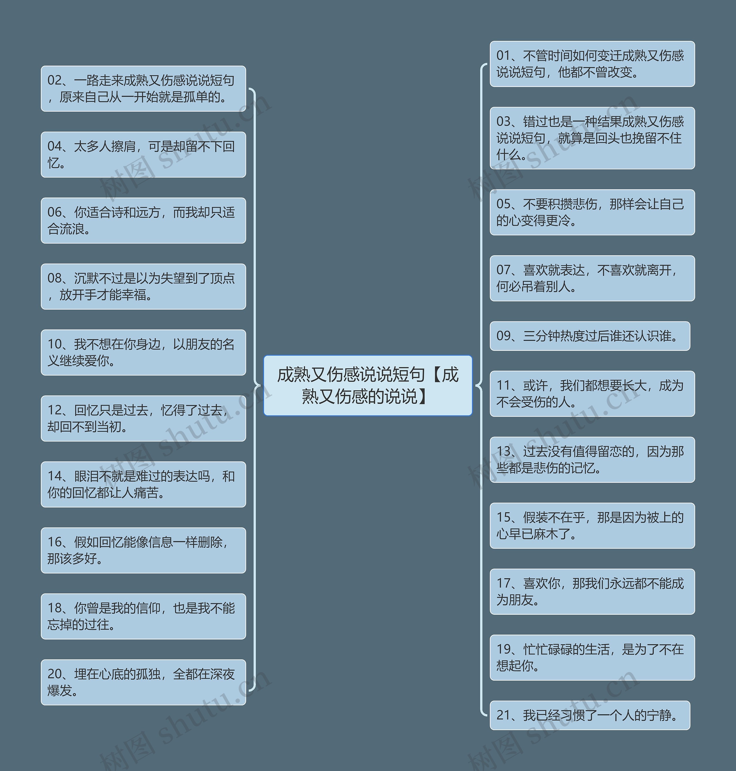 成熟又伤感说说短句【成熟又伤感的说说】思维导图