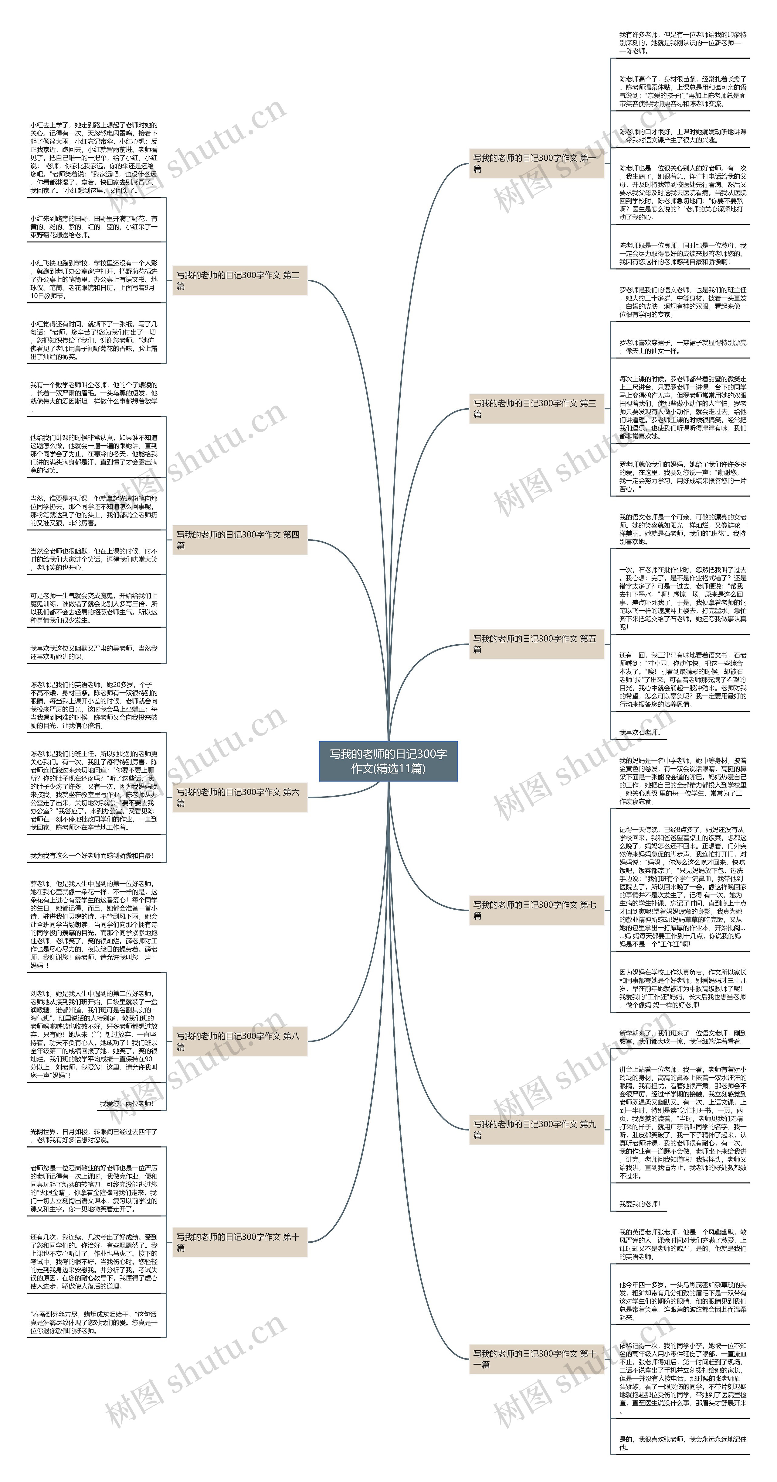 写我的老师的日记300字作文(精选11篇)思维导图