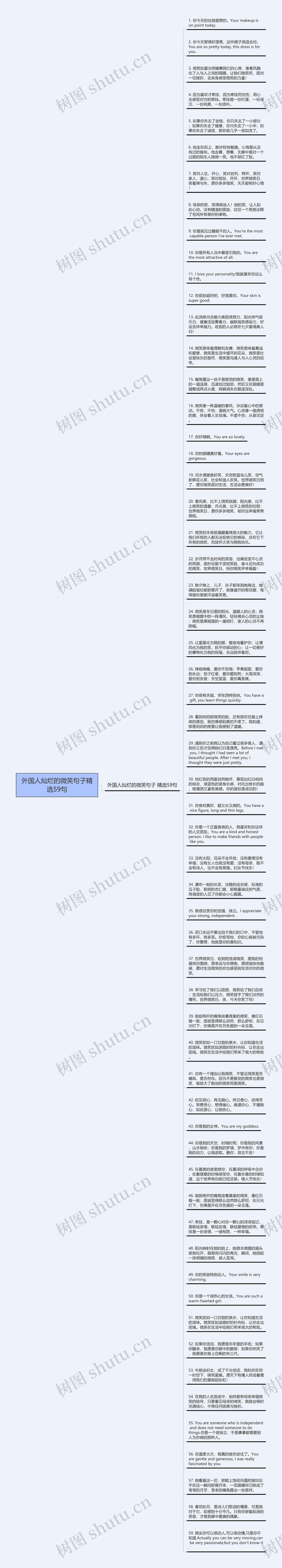 外国人灿烂的微笑句子精选59句思维导图