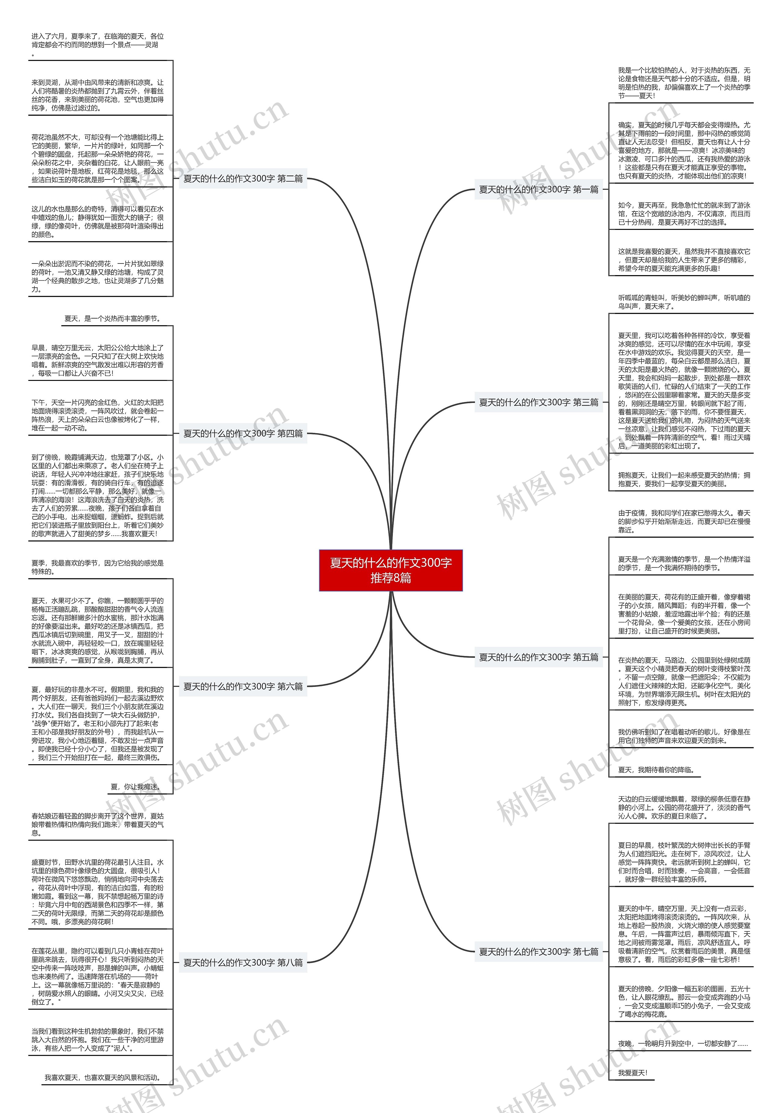 夏天的什么的作文300字推荐8篇思维导图