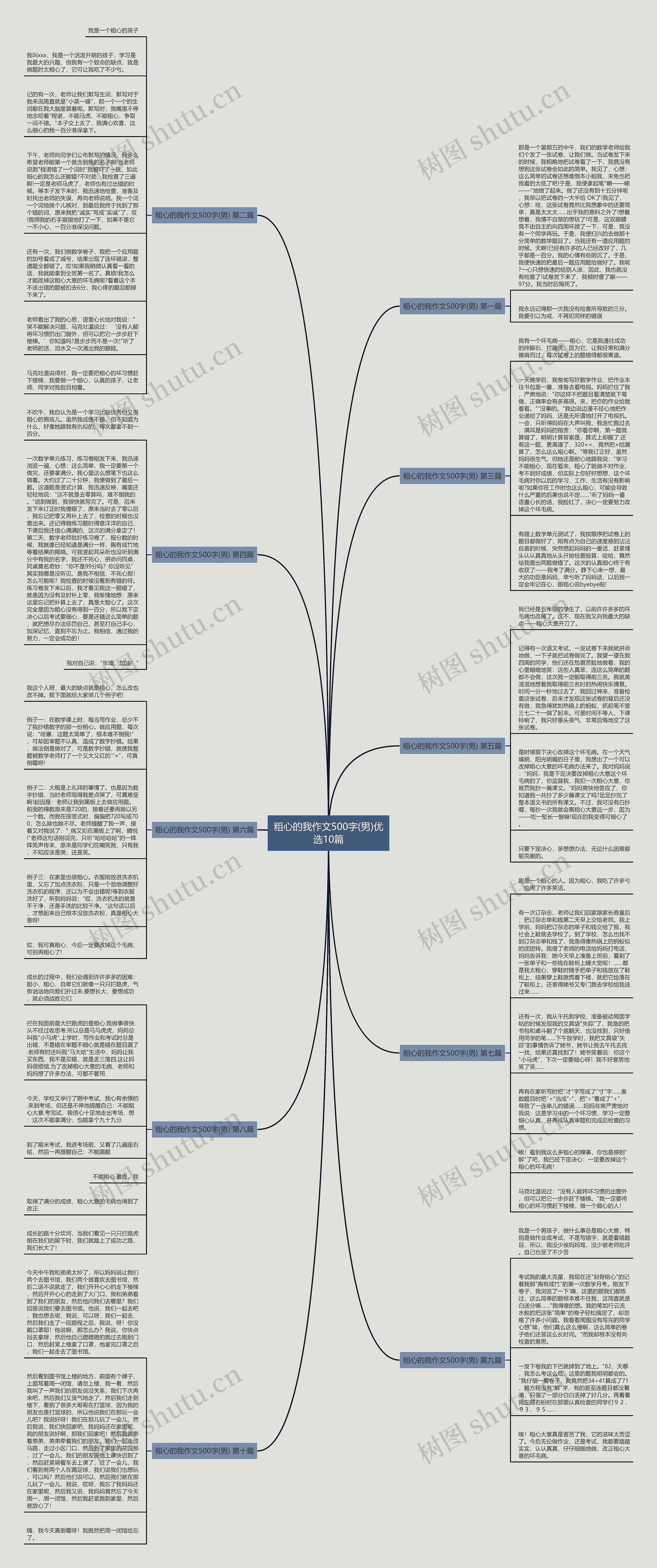粗心的我作文500字(男)优选10篇思维导图