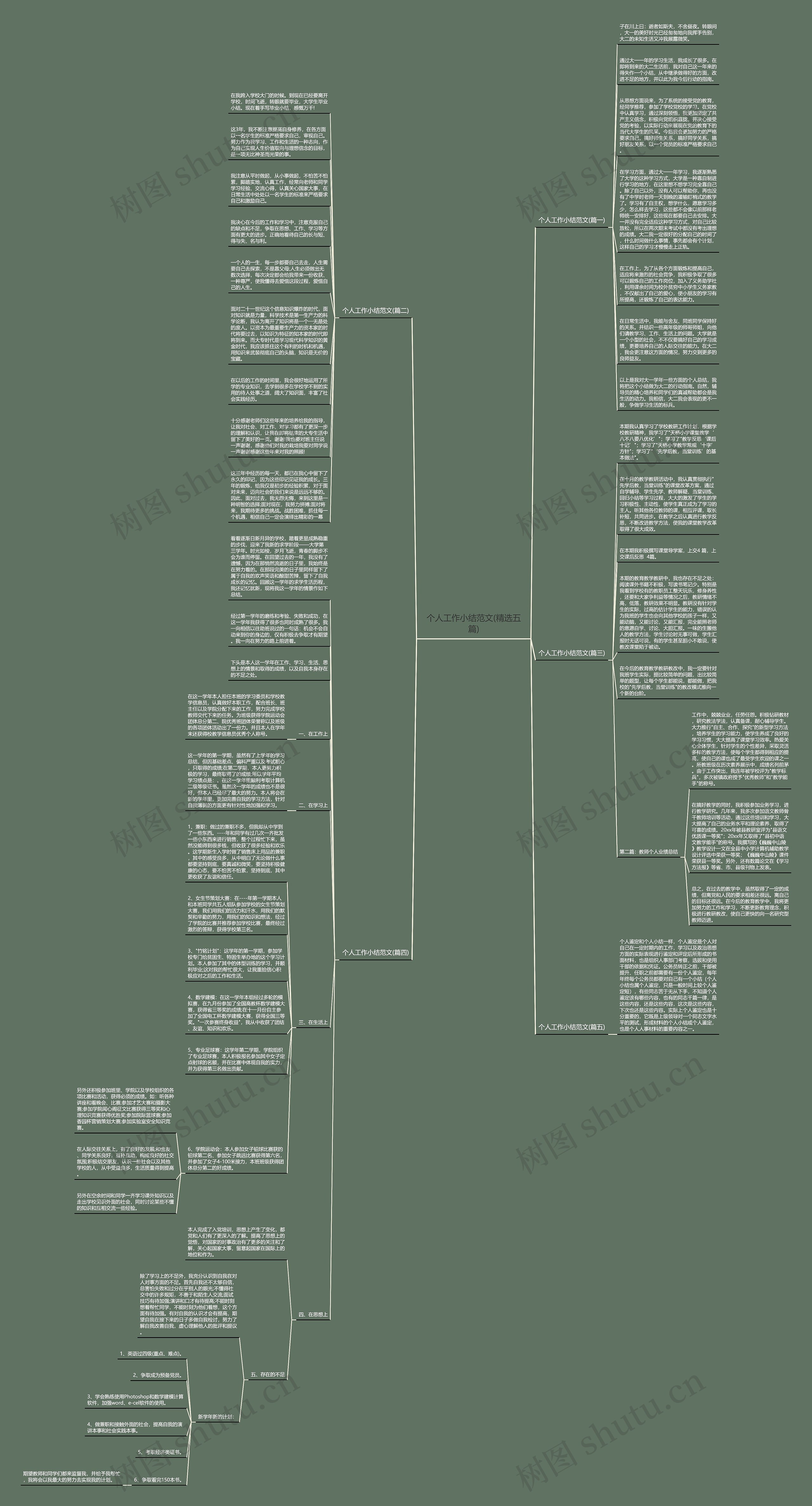 个人工作小结范文(精选五篇)思维导图