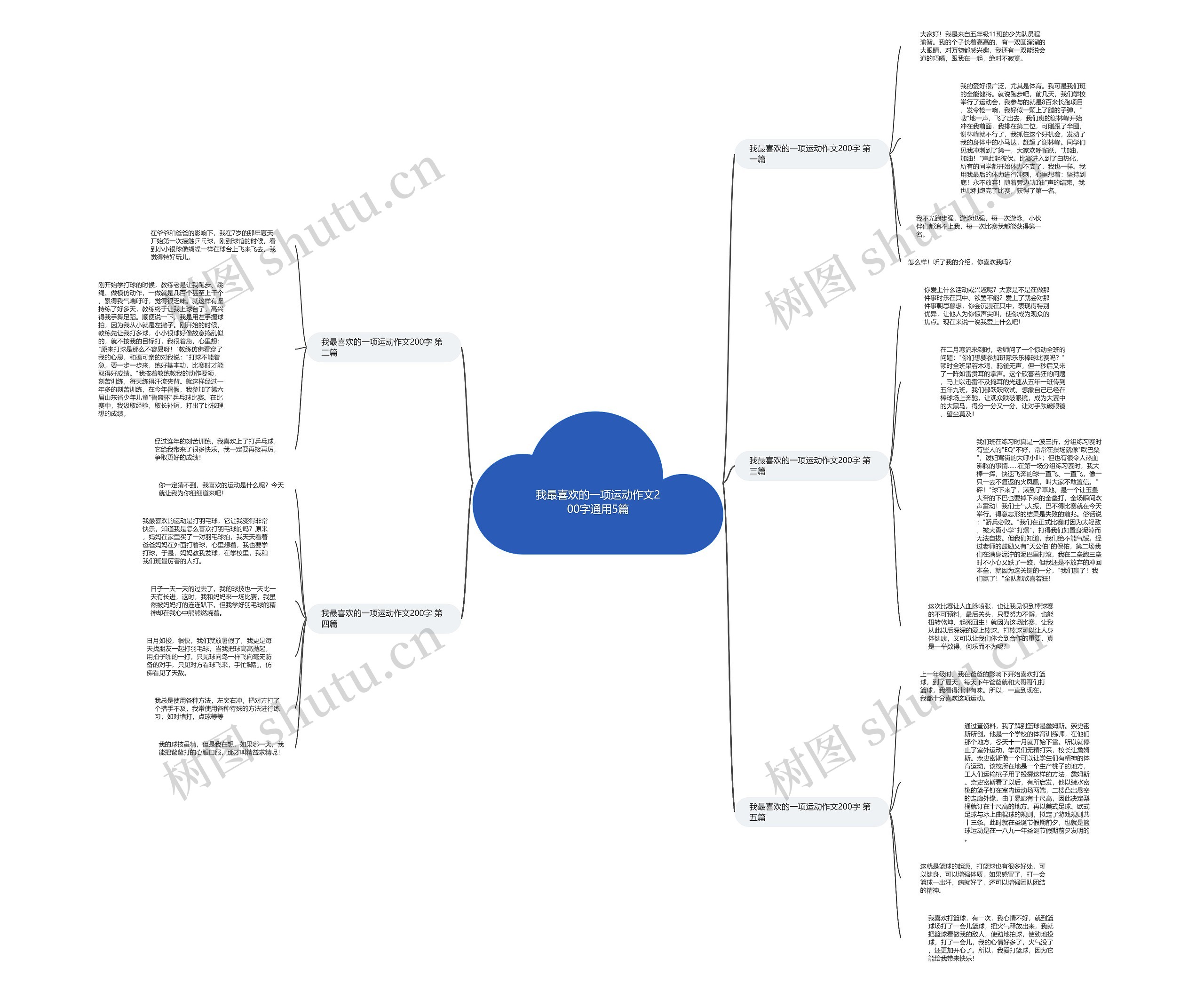 我最喜欢的一项运动作文200字通用5篇思维导图