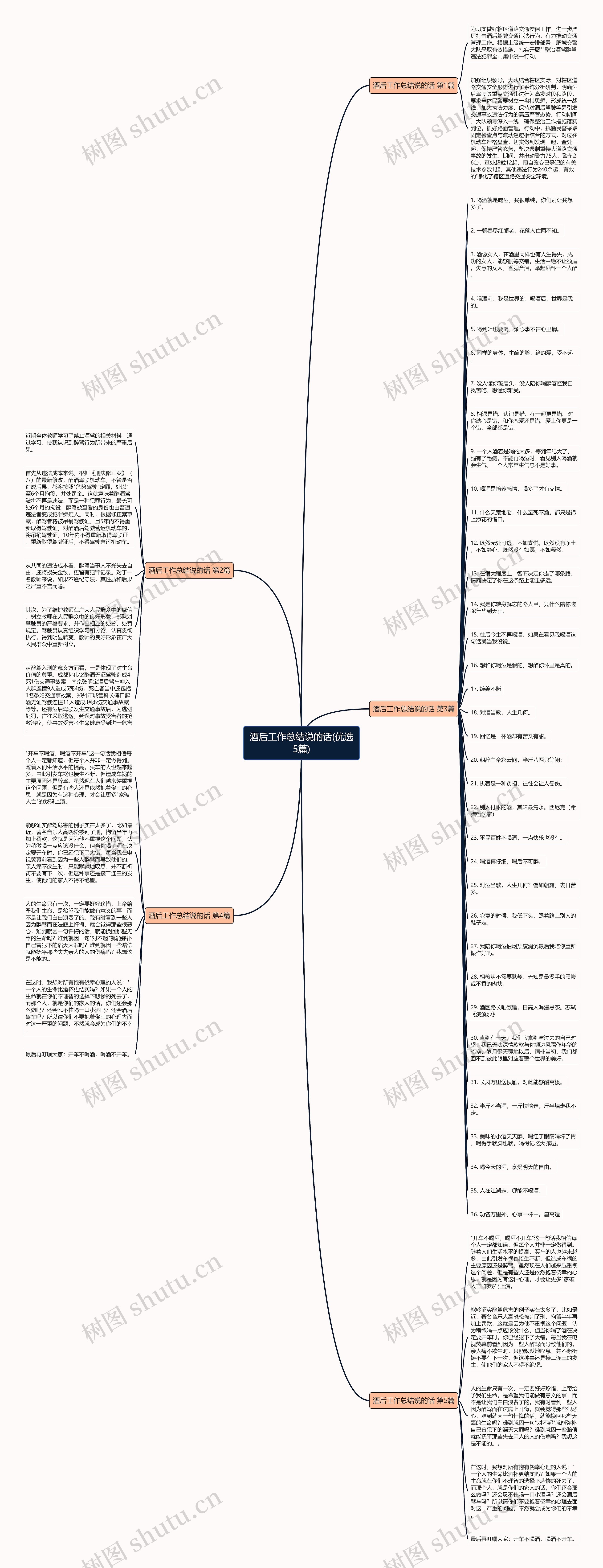 酒后工作总结说的话(优选5篇)思维导图