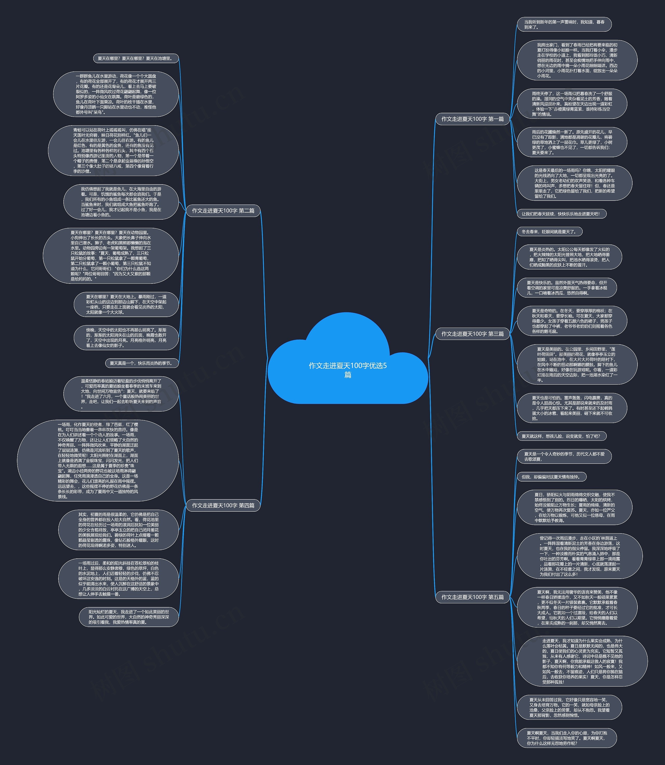 作文走进夏天100字优选5篇思维导图