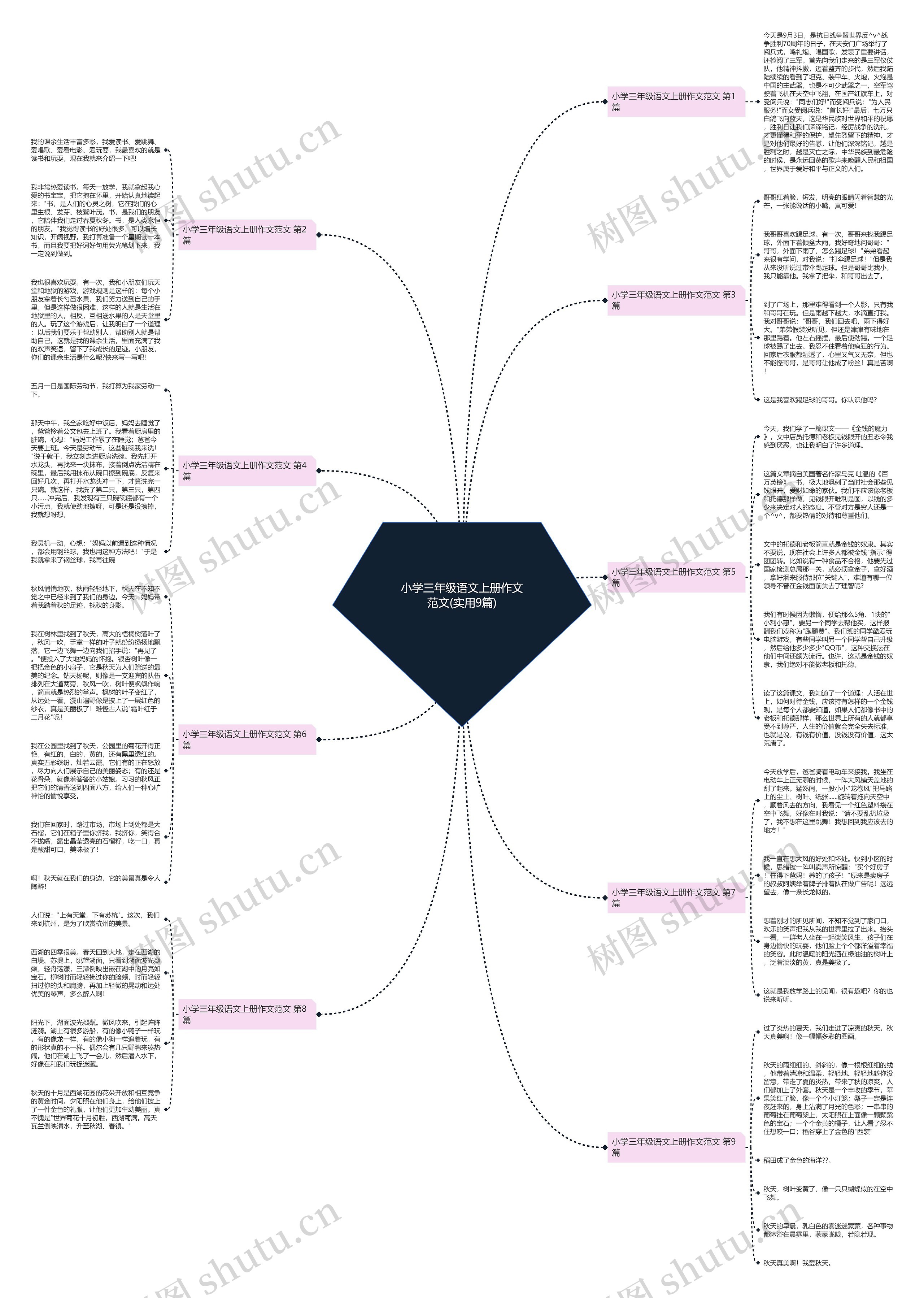 小学三年级语文上册作文范文(实用9篇)思维导图