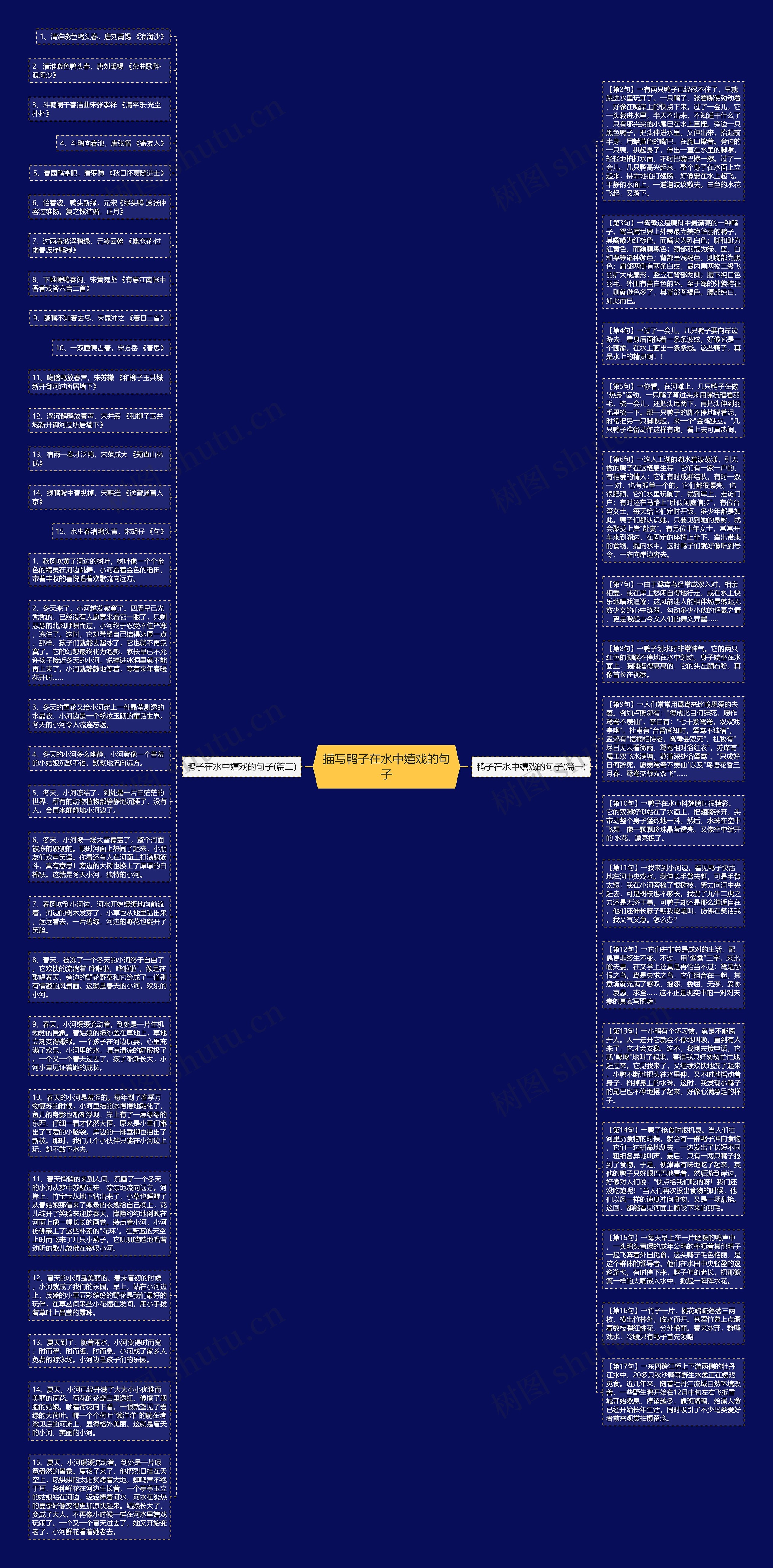 描写鸭子在水中嬉戏的句子思维导图