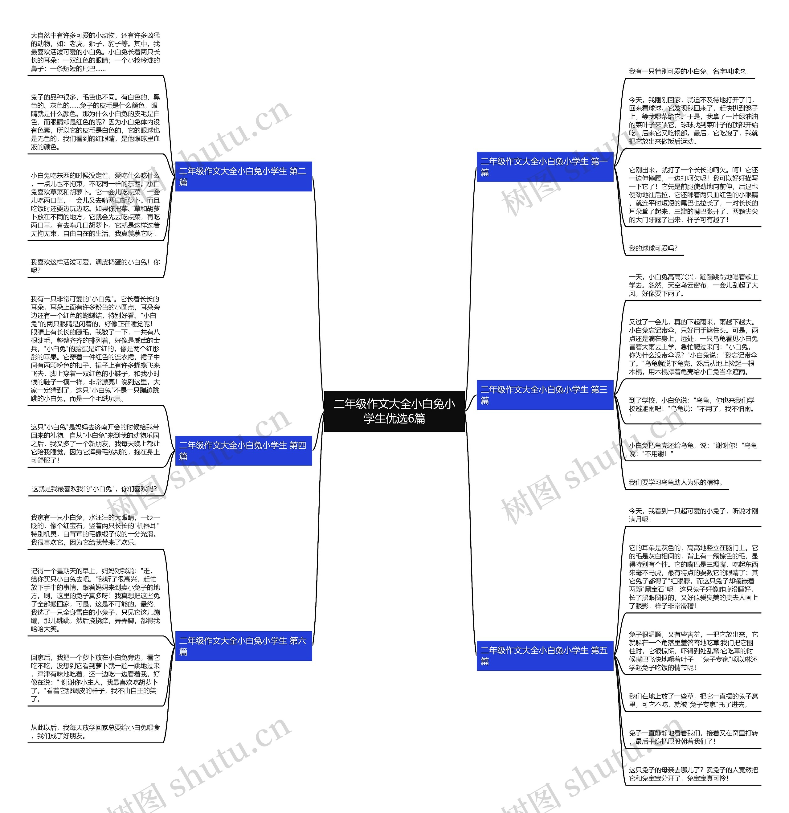 二年级作文大全小白兔小学生优选6篇思维导图