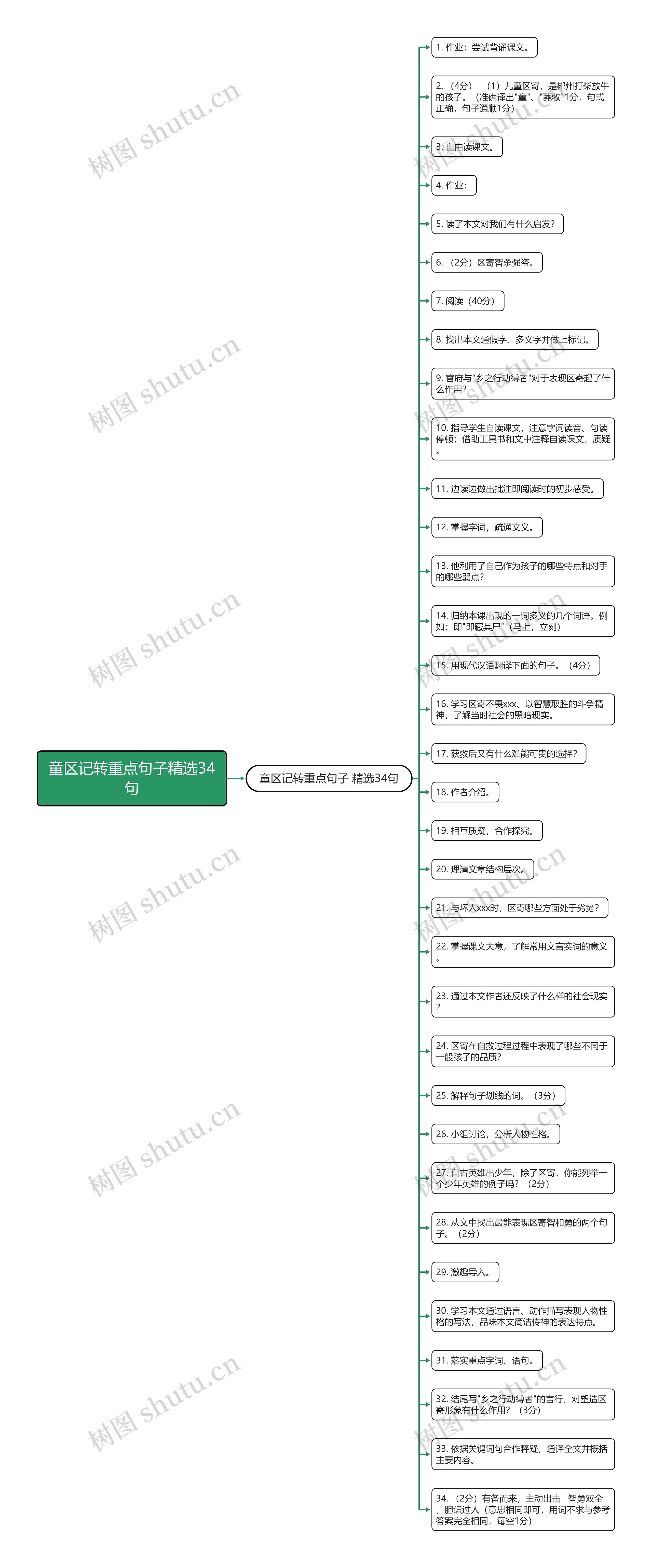 童区记转重点句子精选34句思维导图