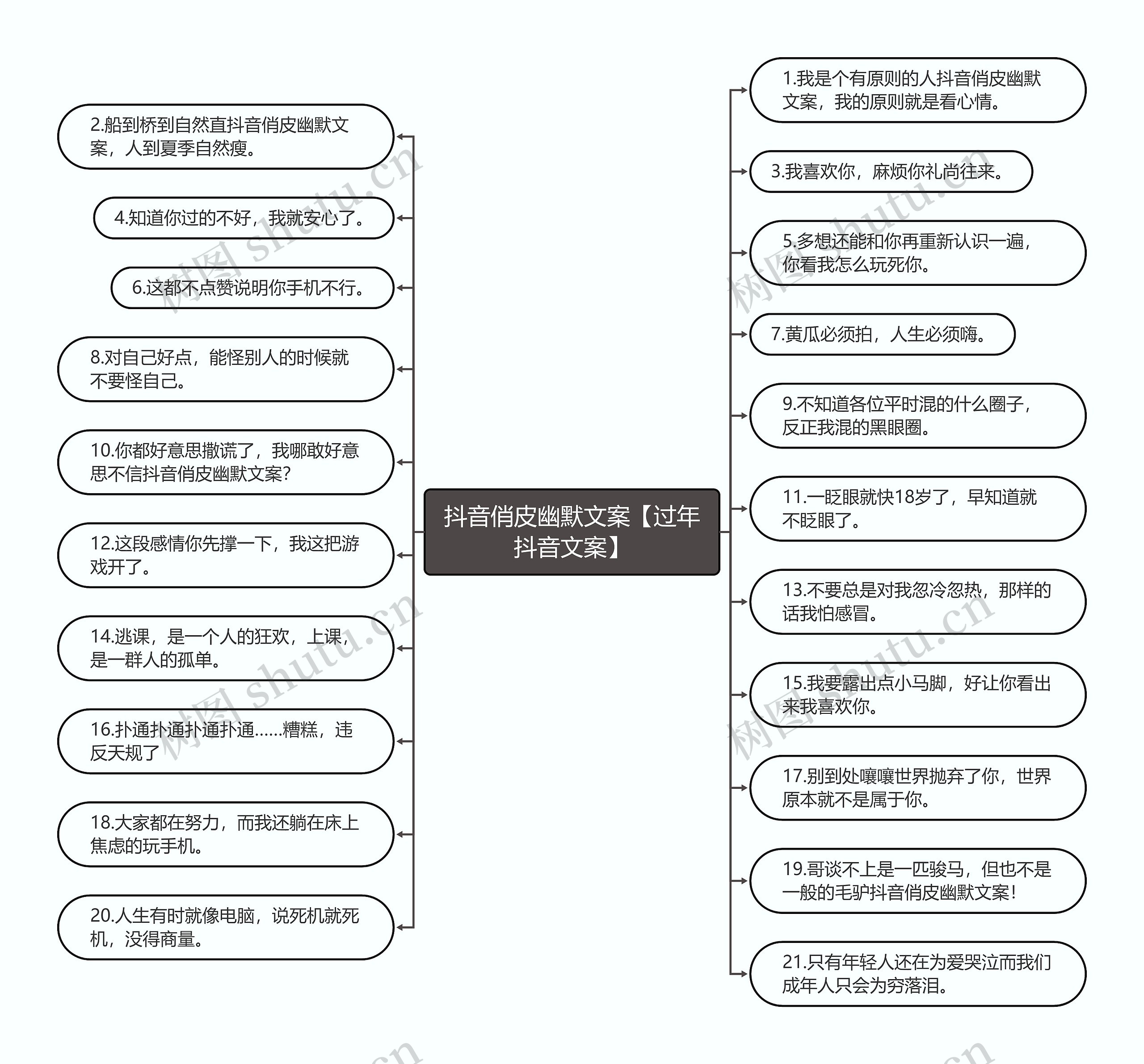 抖音俏皮幽默文案【过年抖音文案】思维导图