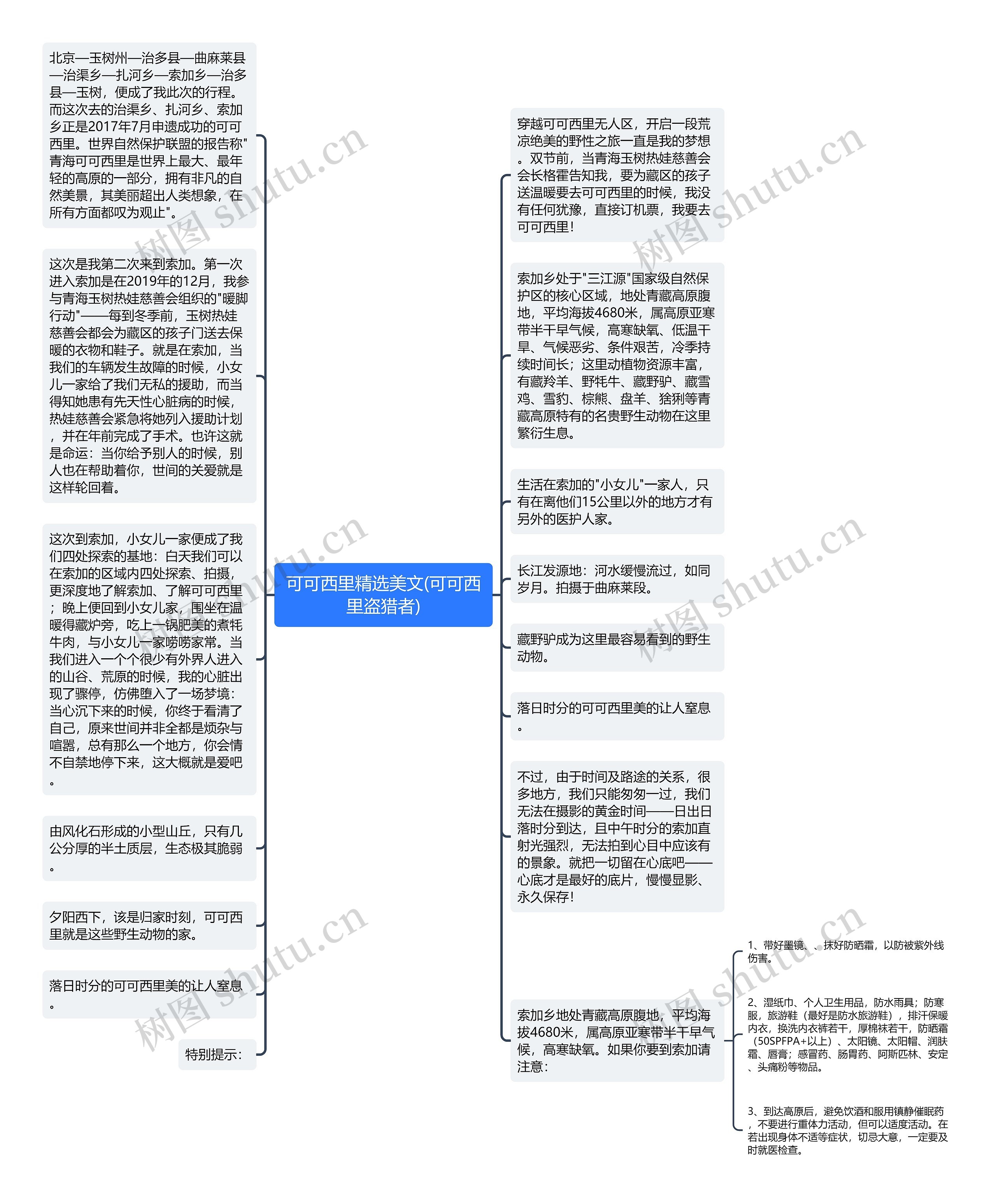 可可西里精选美文(可可西里盗猎者)思维导图