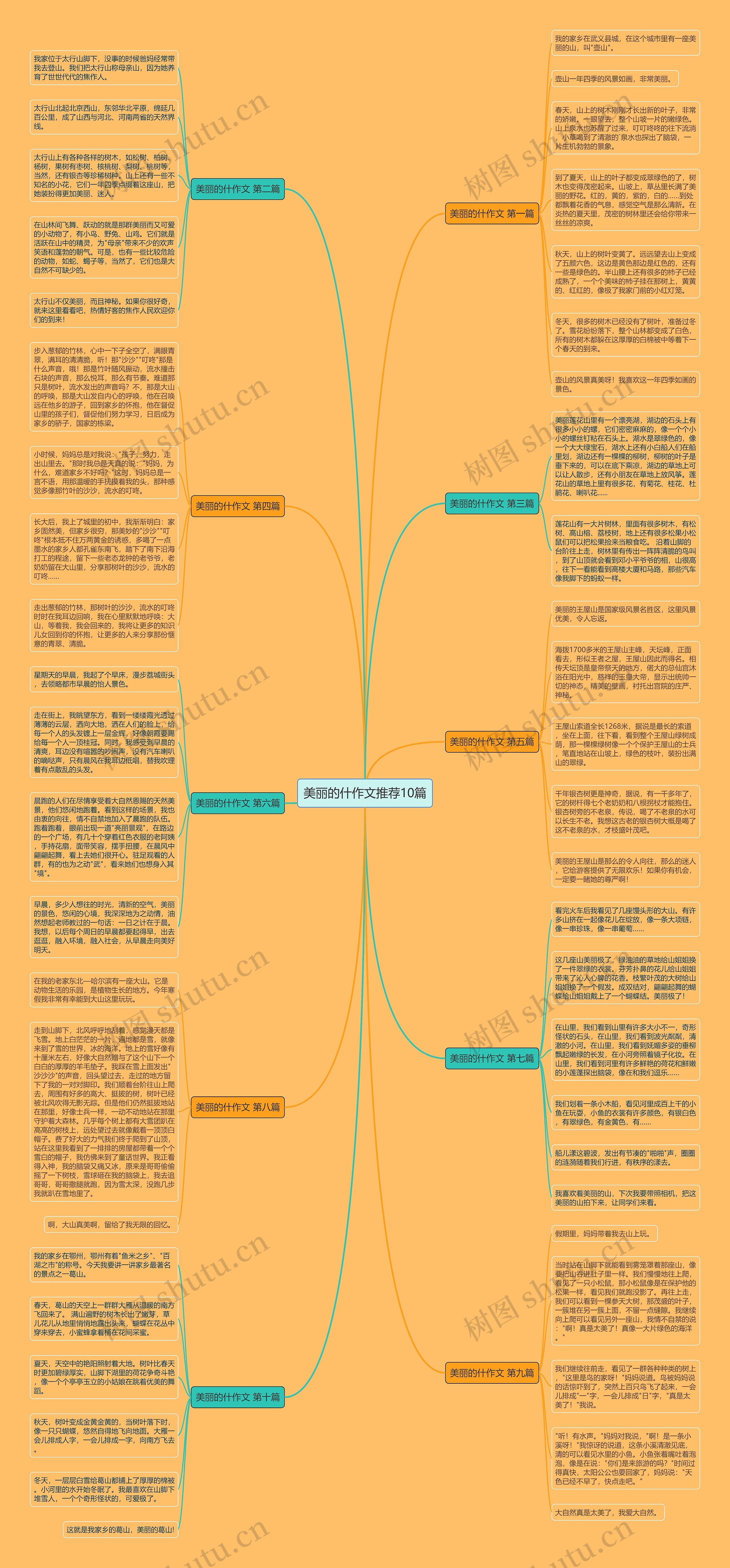 美丽的什作文推荐10篇思维导图
