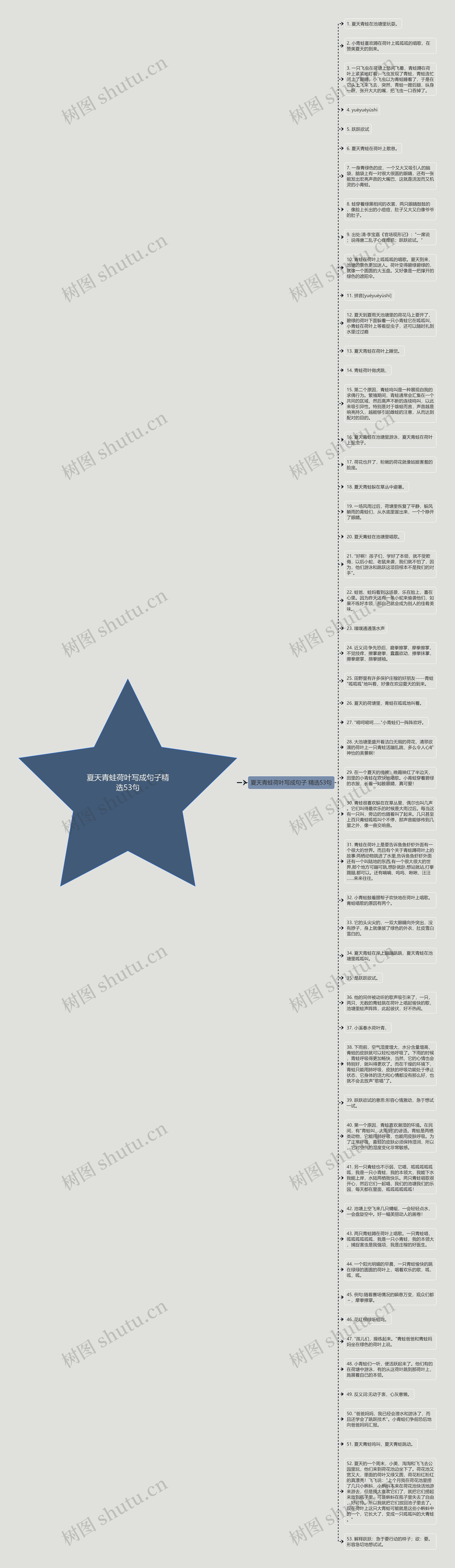 夏天青蛙荷叶写成句子精选53句思维导图