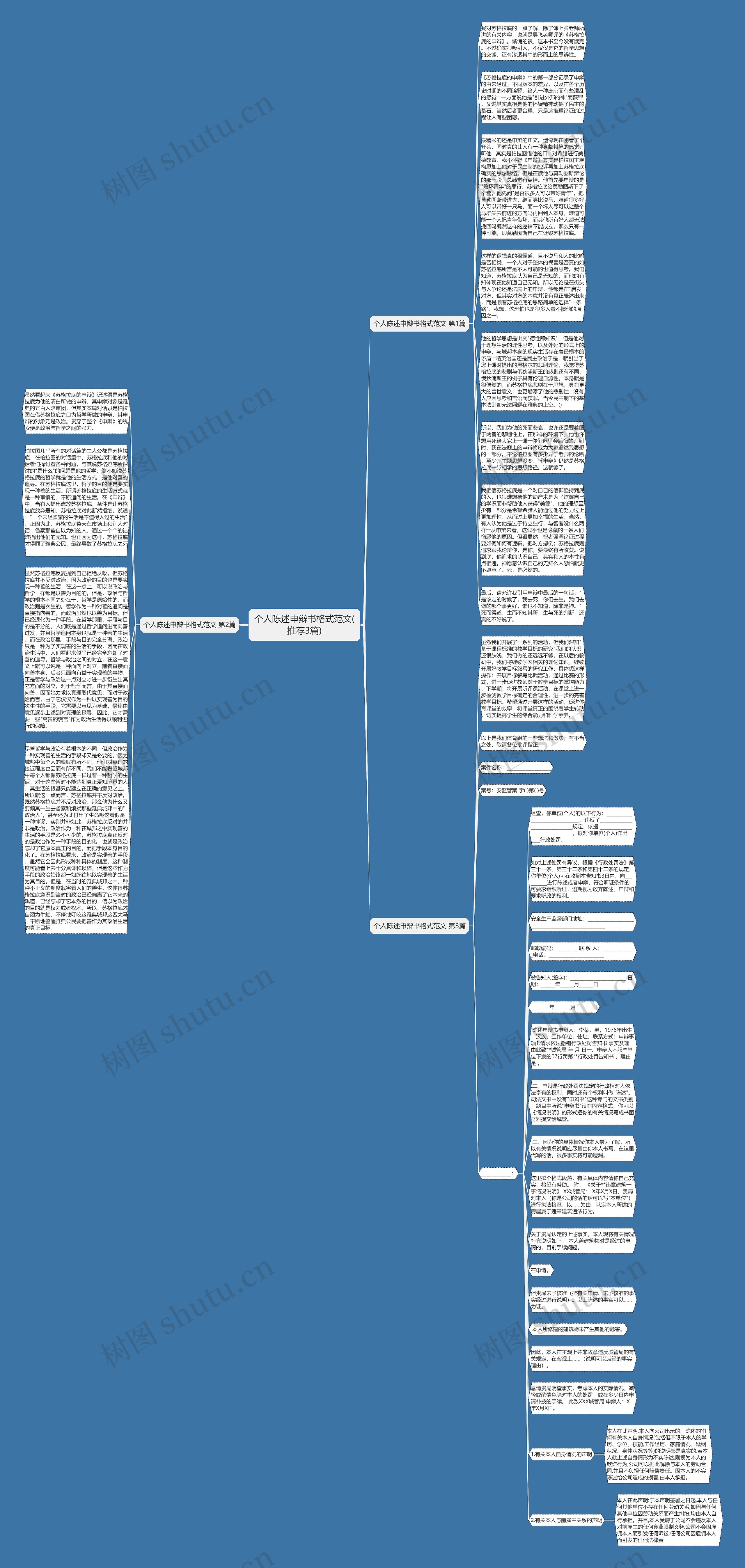 个人陈述申辩书格式范文(推荐3篇)思维导图